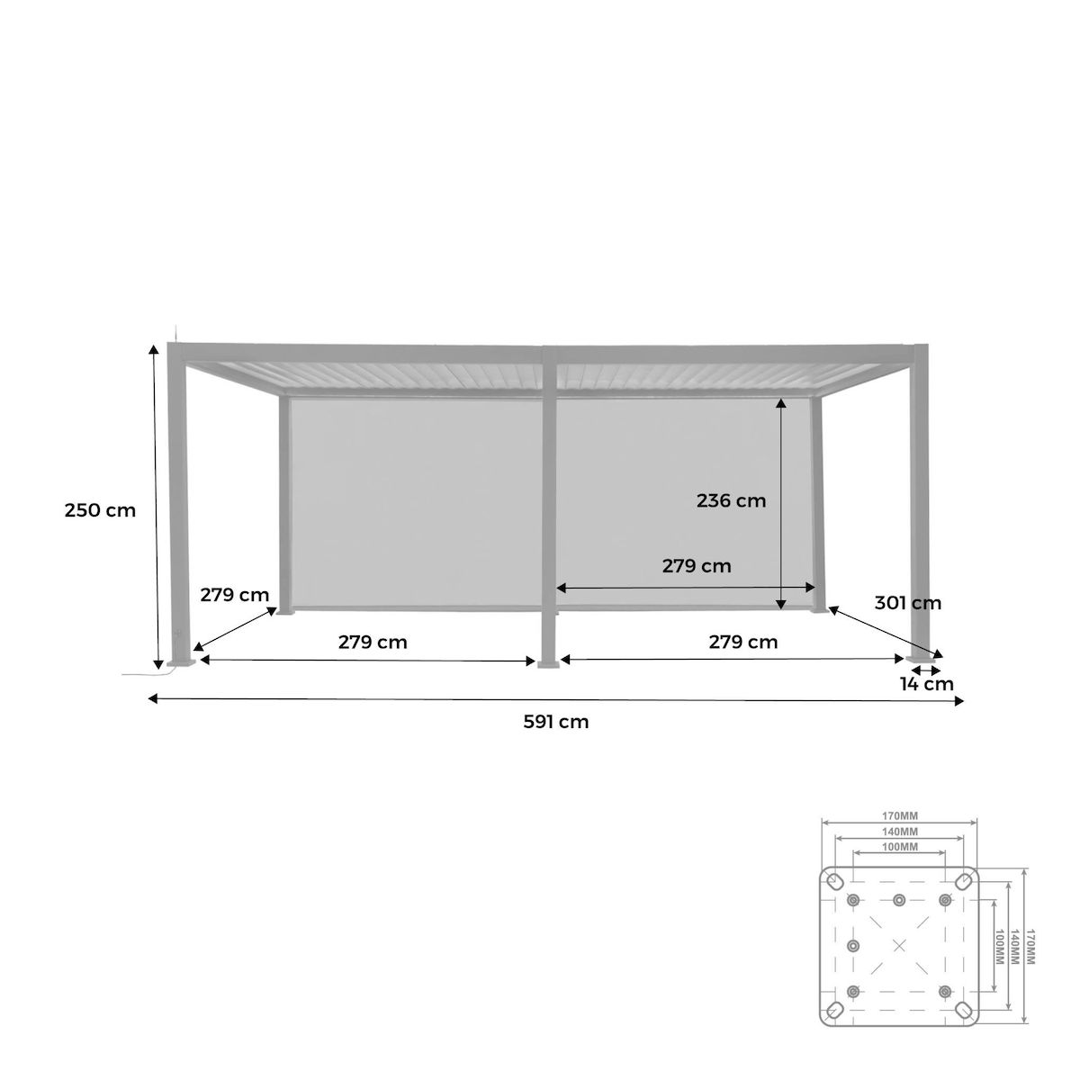 SWEEEK Pergola bioclimatique motorisée aluminium 6x3m LED + 2 stores 3m Triomphe