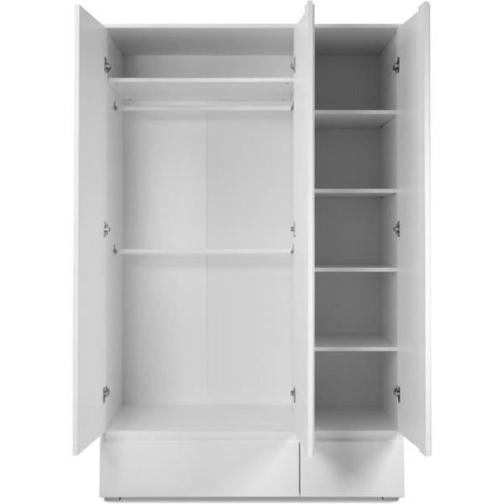 Voir la diapositive 4 : MARKET24 Armoire IMAGE 60B - Décor blanc mat - 3 portes + 2 tiroirs - L121,6 x H191 x P55 cm