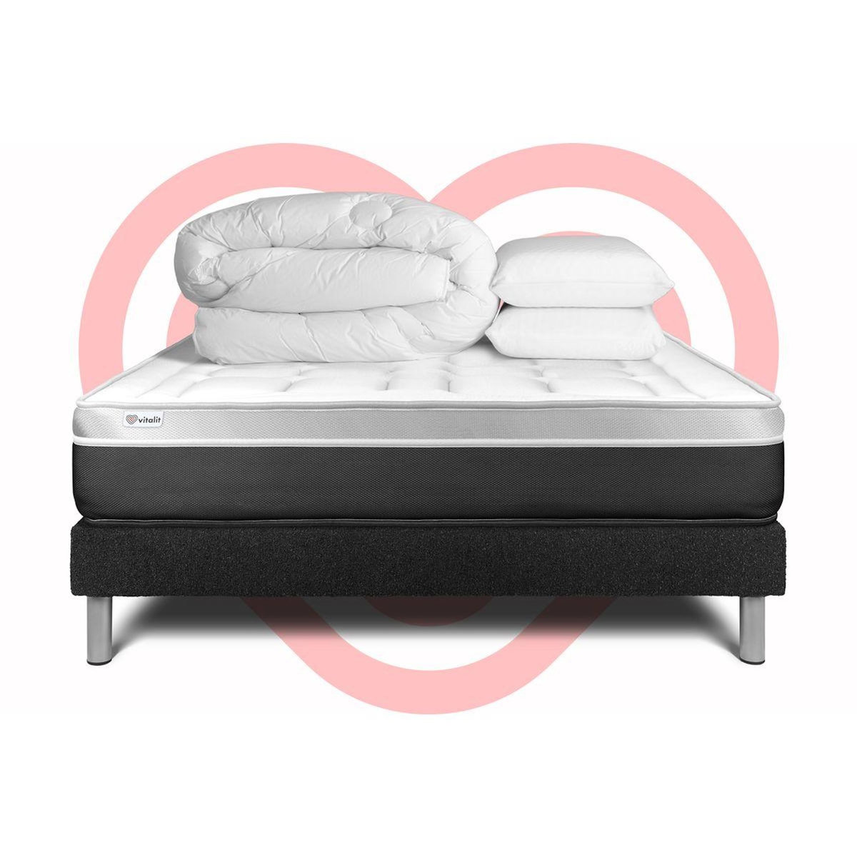 VITALIT Pack prêt à dormir VITAL SOFT 160 x 200 cm sommier Kit noir