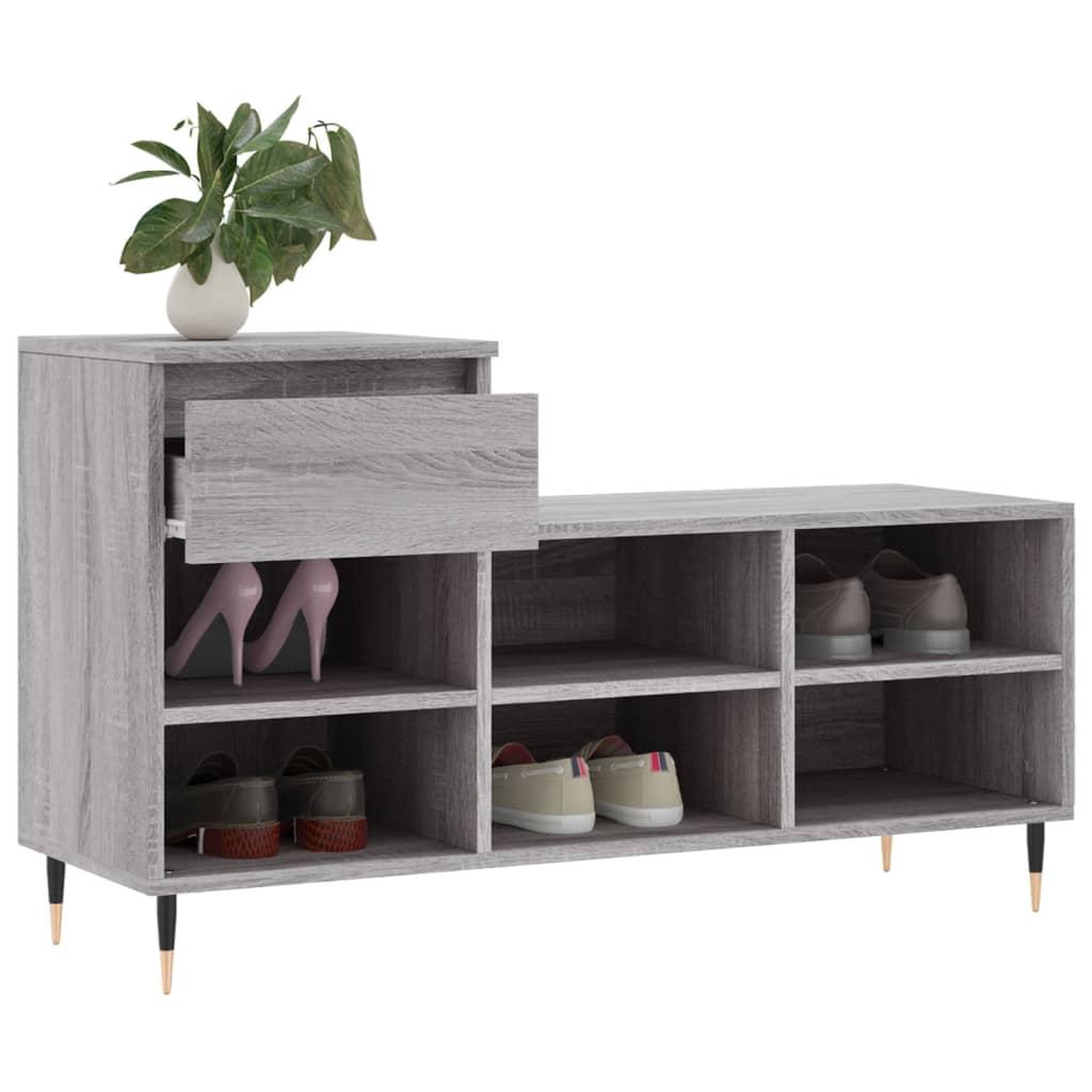 Voir la diapositive 4 : VIDAXL Armoire a chaussures Sonoma gris 102x36x60 cm Bois d'ingenierie