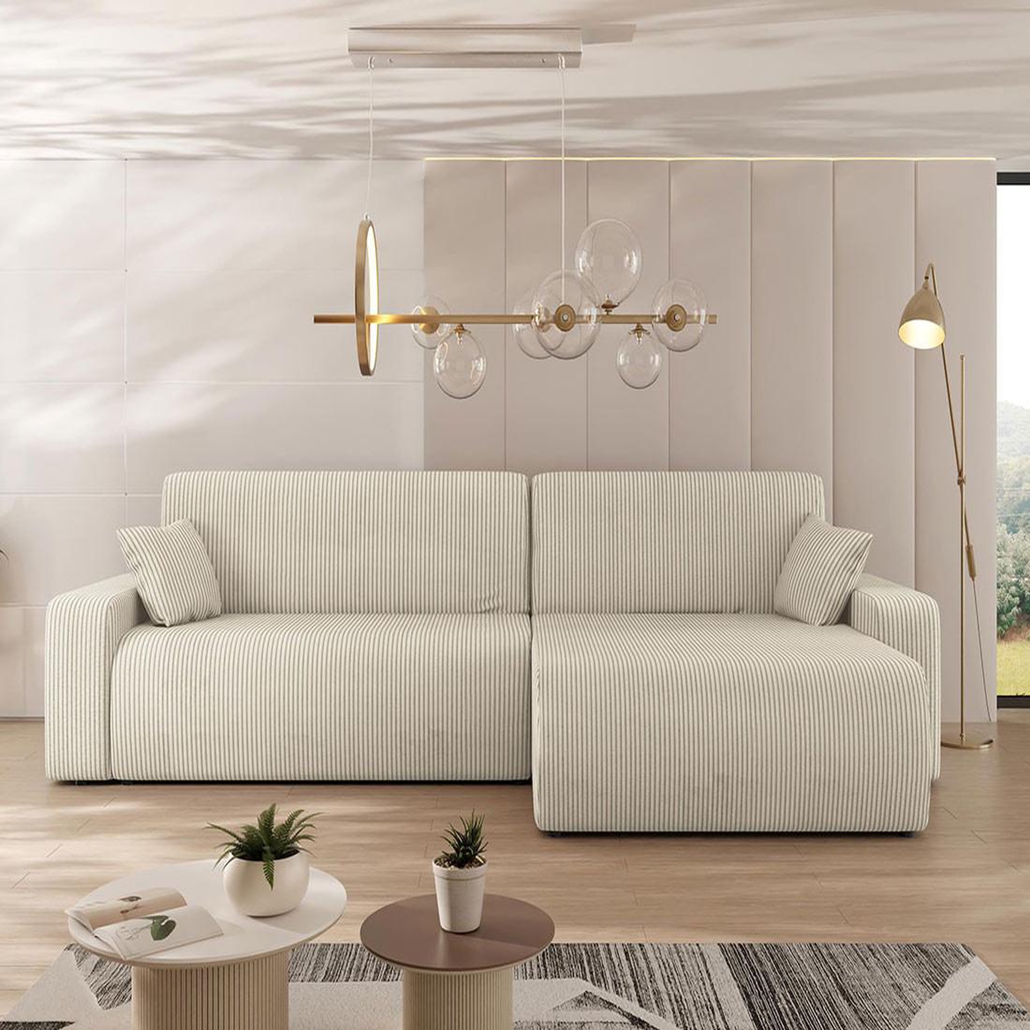 Voir la diapositive 4 : BEST MOBILIER Artemisa - canapé d'angle réversible 5 places convertible avec coffre en velours côtelé