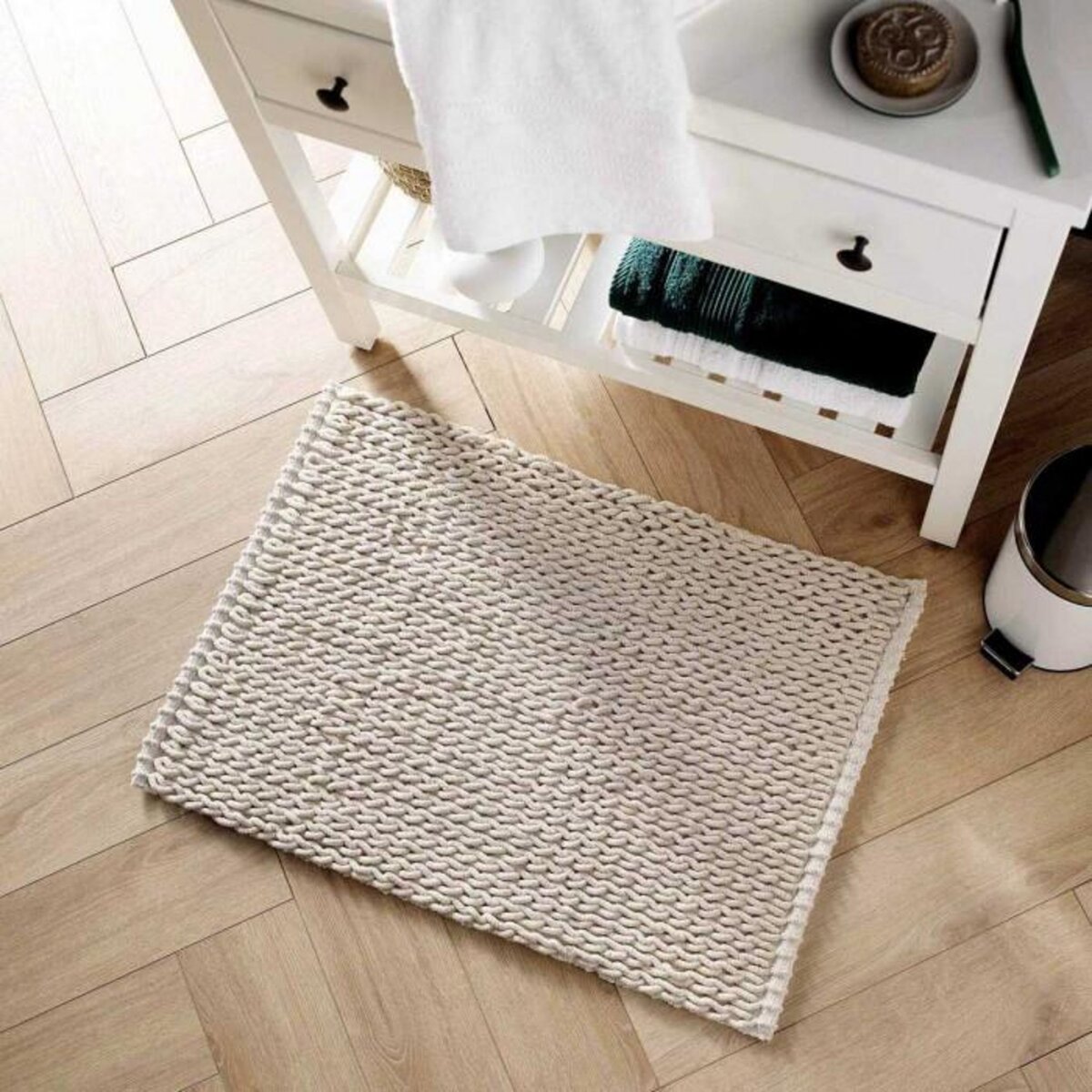 Paris Prix Tapis de Bain Relief  Isalis  50x80cm Beige