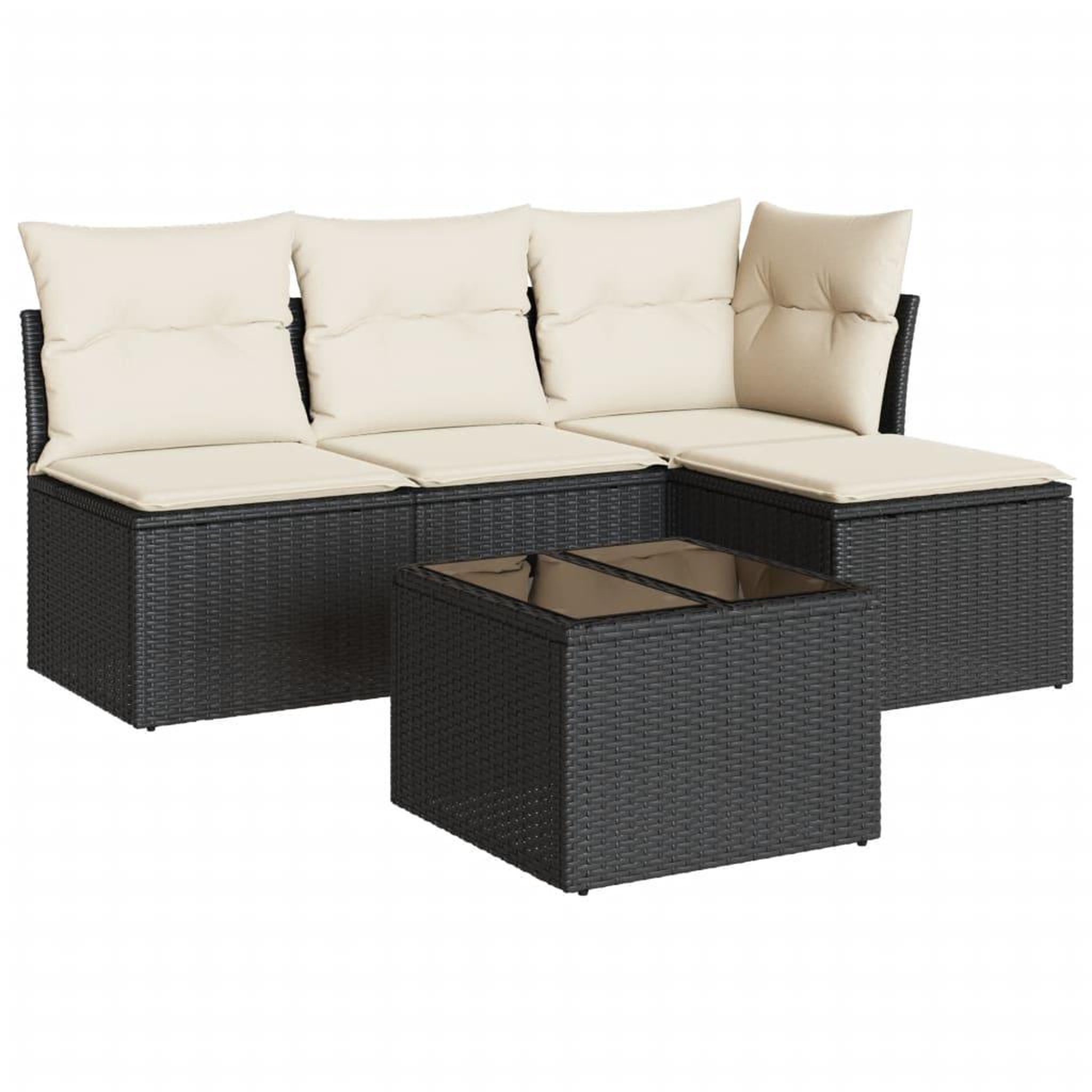 Voir la diapositive 2 : VIDAXL Salon de jardin 5 pcs avec coussins noir resine tressee