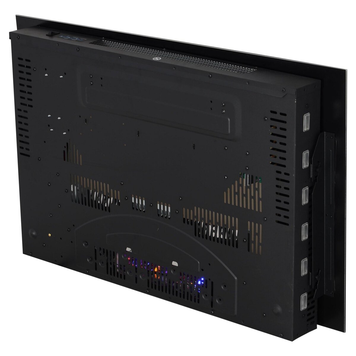 HOMCOM Cheminée électrique murale LED 7 effets flammes + 7 couleurs ambiance + galets télécommande thermostat 1000-2000 W minuterie noir