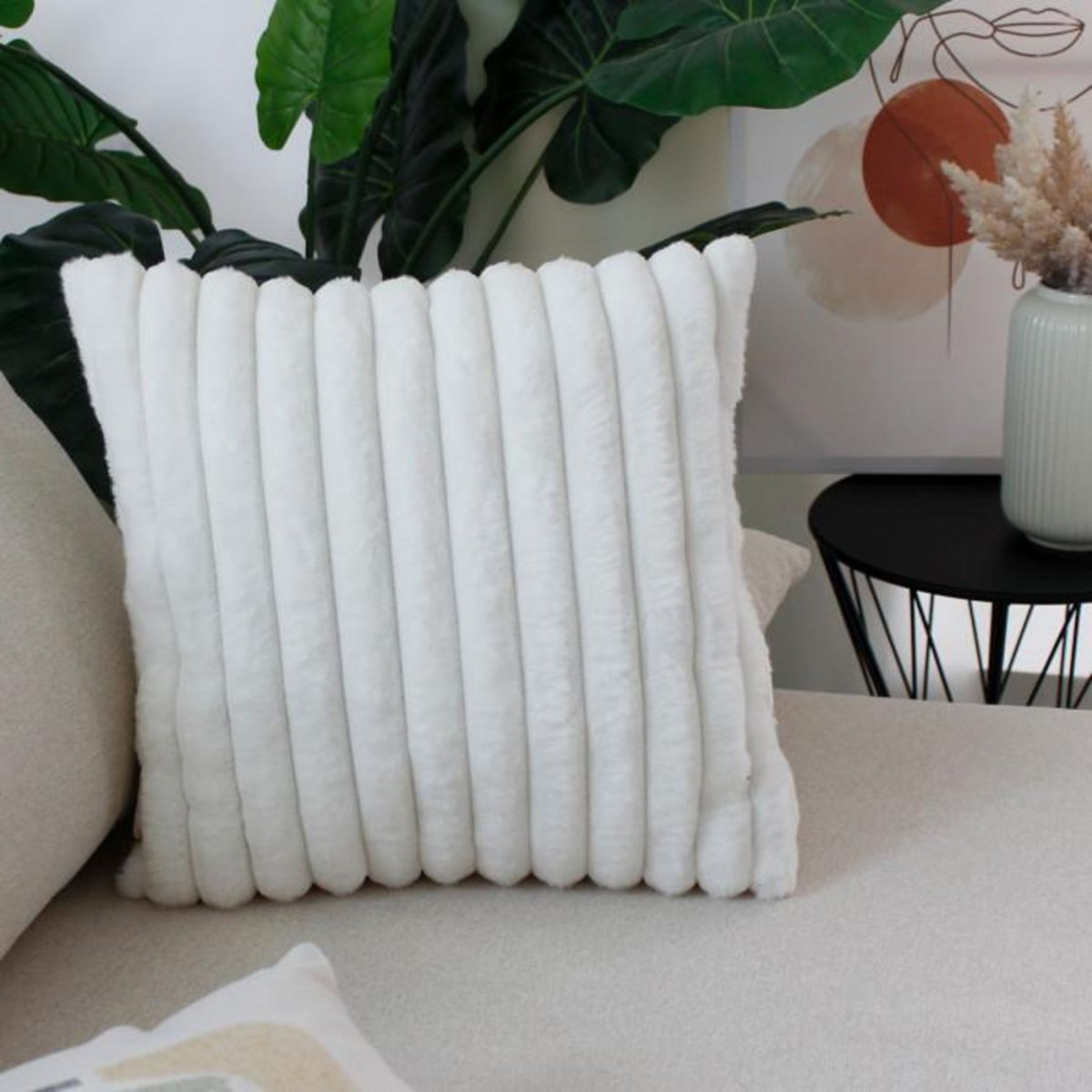 Paris Prix Coussin Imitation Fourrure  Matisse  40x40cm Blanc