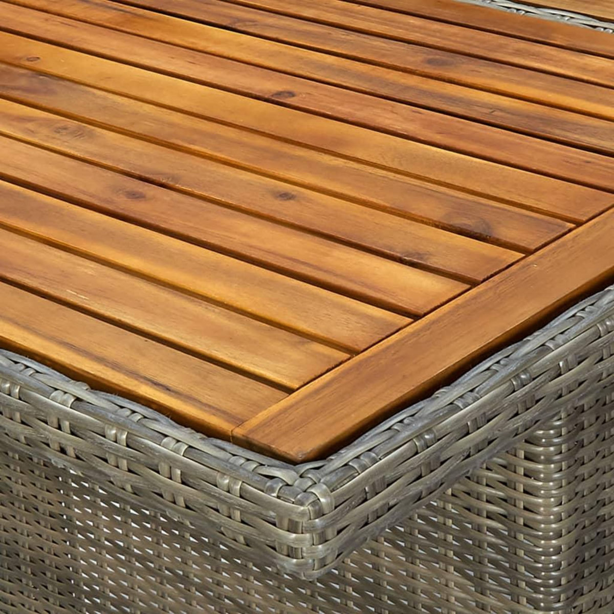 VIDAXL Table de jardin Marron Resine tressee et bois d'acacia massif