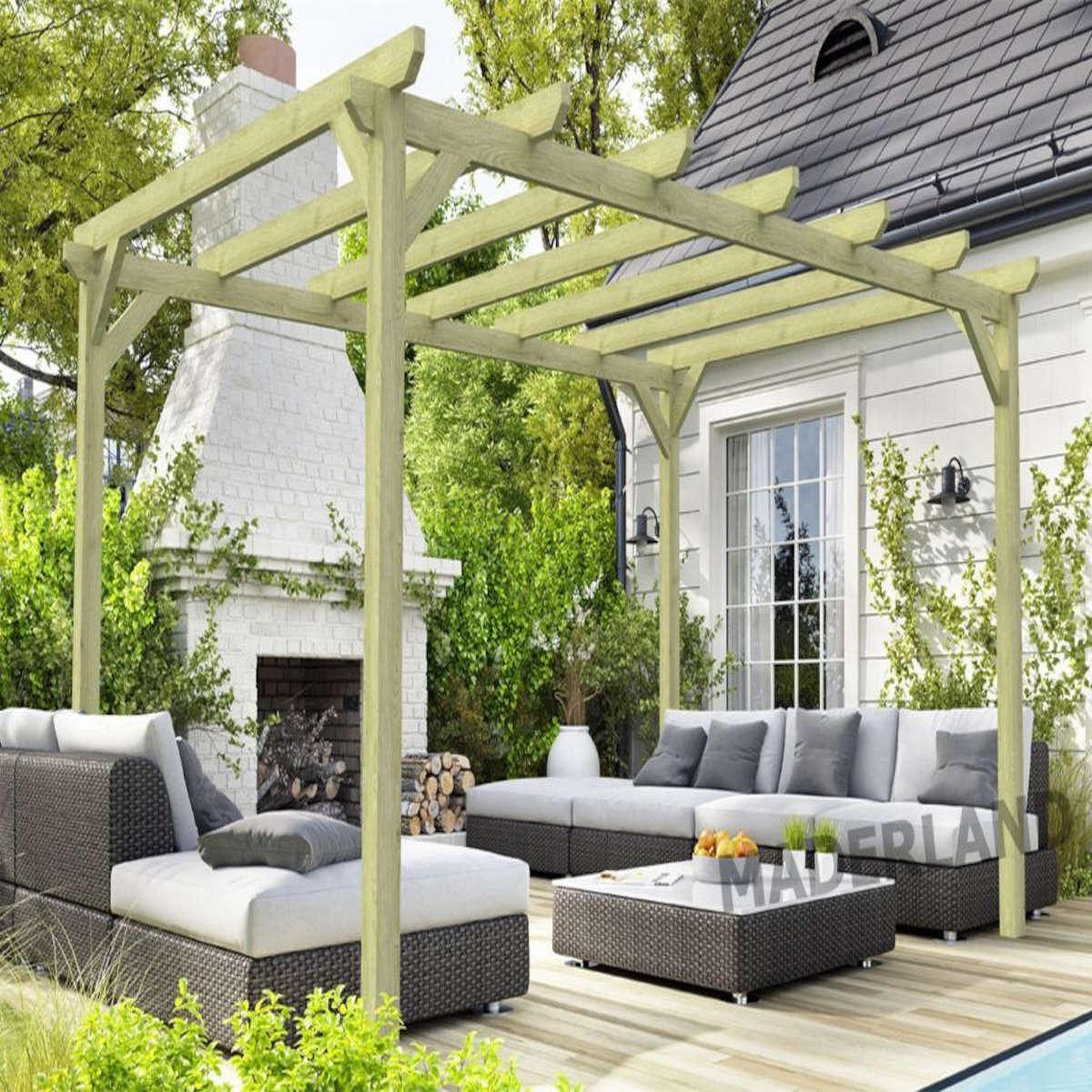 Voir la diapositive 4 : JARDIDECO Pergola massive en bois paris 300 x 300 cm - maderland