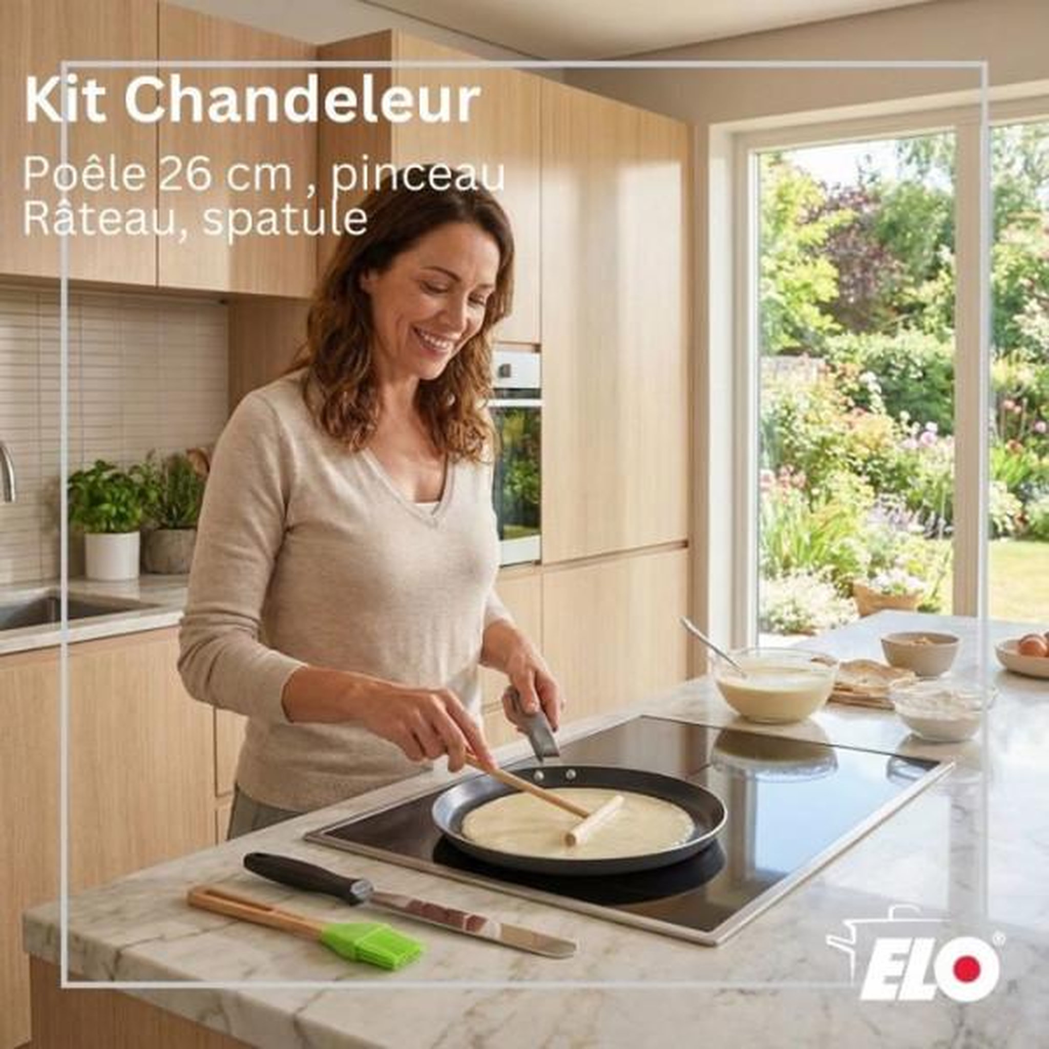 Voir la diapositive 2 : ELO Set chandeleur crepiere - elo - ducato - ø 26 cm - 3 ustensiles
