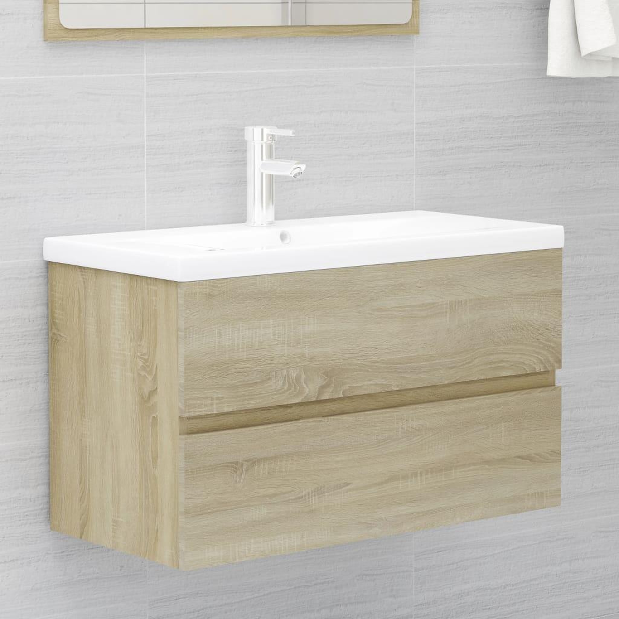 Voir la diapositive 1 : VIDAXL Armoire d'evier Chene sonoma 80x38,5x45 cm Bois d'ingenierie