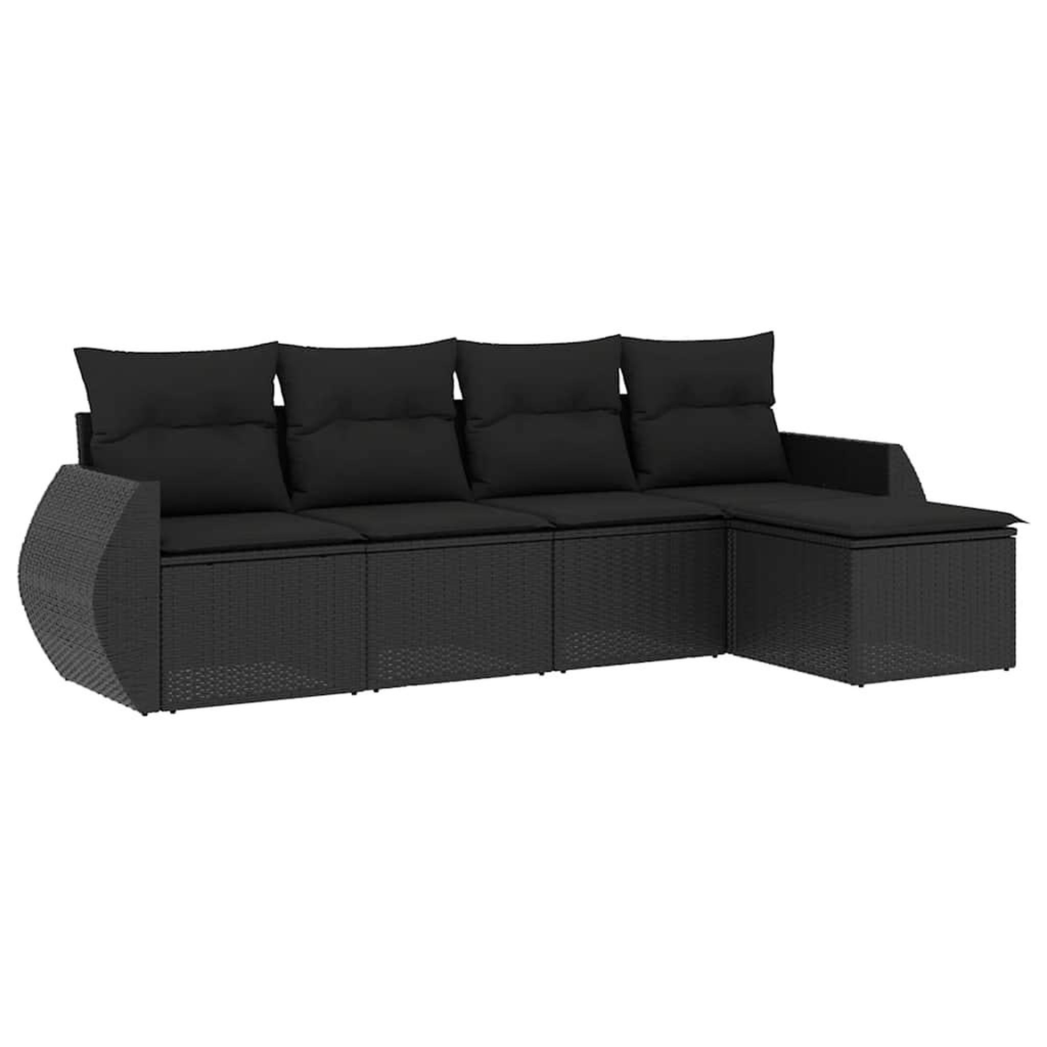 Voir la diapositive 2 : VIDAXL Salon de jardin 5 pcs avec coussins noir resine tressee
