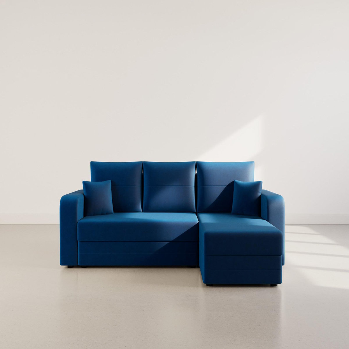 BEST MOBILIER Harvey - canapé d'angle réversible 4 places convertible avec coffre en velours