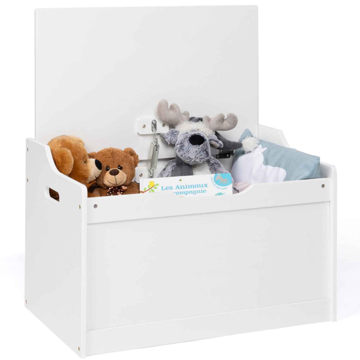 ID MARKET Banc coffre de rangement enfant MATEO en bois blanc