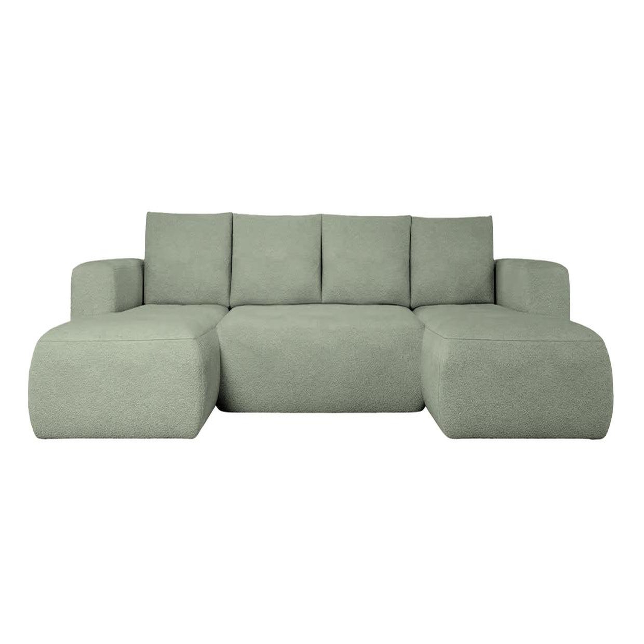 CASANOVA PARIS Ariel - canapé panoramique tissu bouclette 5 places. Coloris disponibles : Gris, Beige, Vert, Bleu, Orange