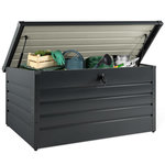 ID MARKET Coffre de rangement métal verrouillable gris anthracite pour jardin 810L