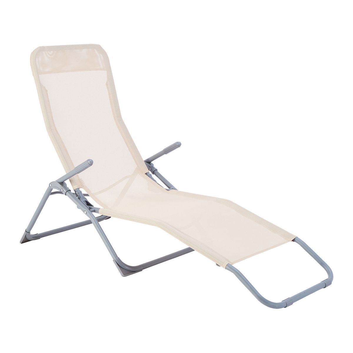 GARDENSTAR Chaise longue pliable acier textilène muscade SIESTA