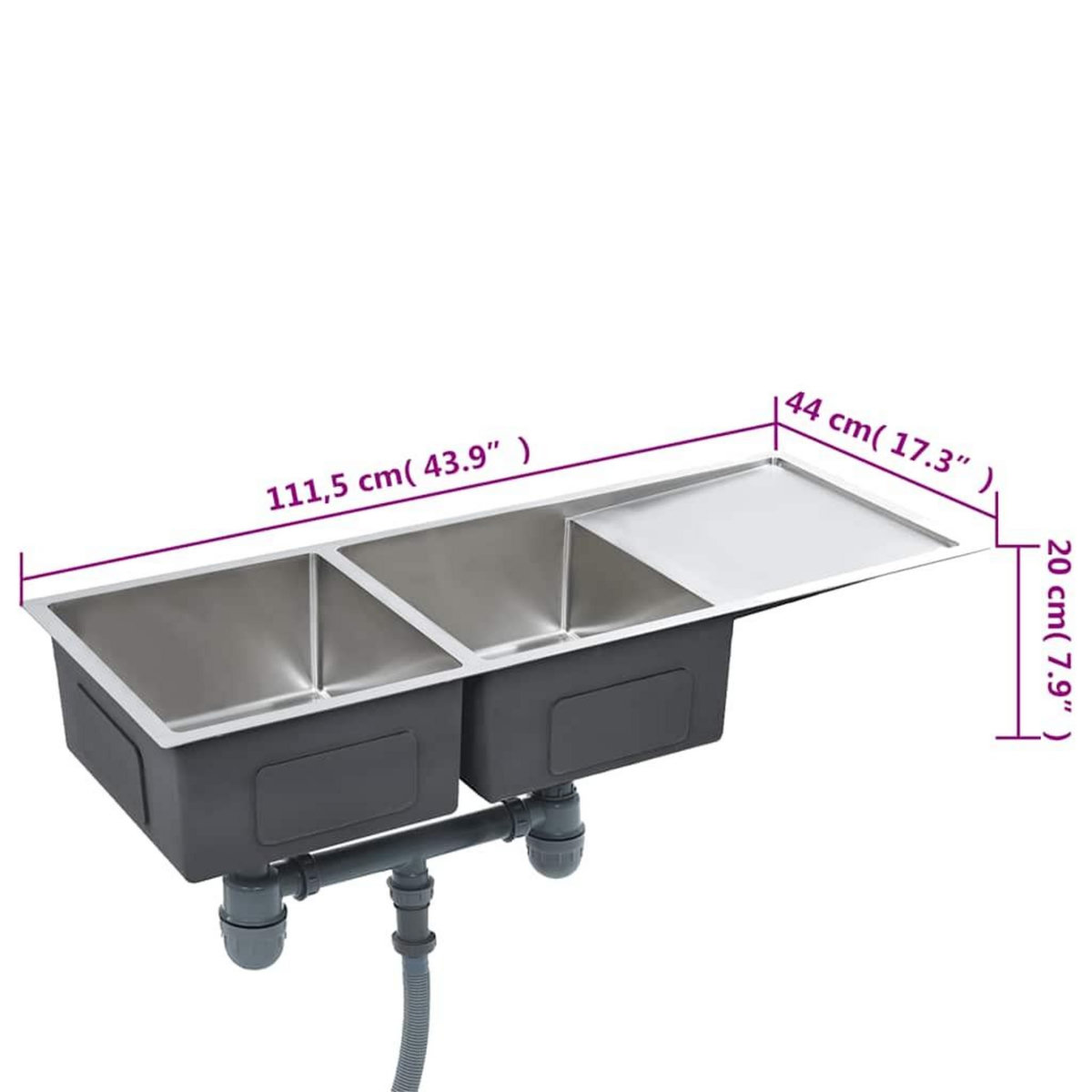 VIDAXL Evier de cuisine fait a la main Acier inoxydable