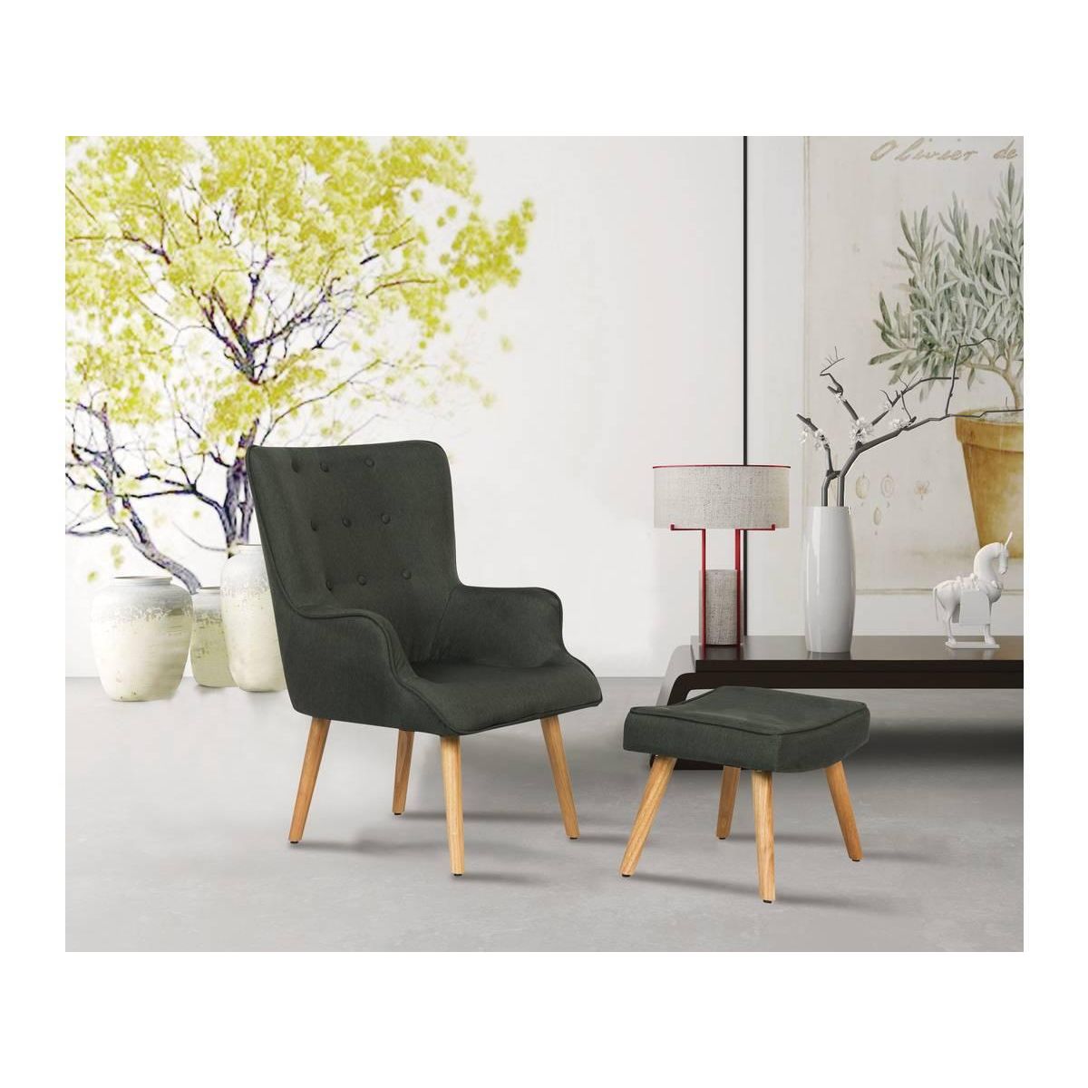 Habitat et Jardin Fauteuil style scandinave tissu  Odense  - 1 place - Gris foncé