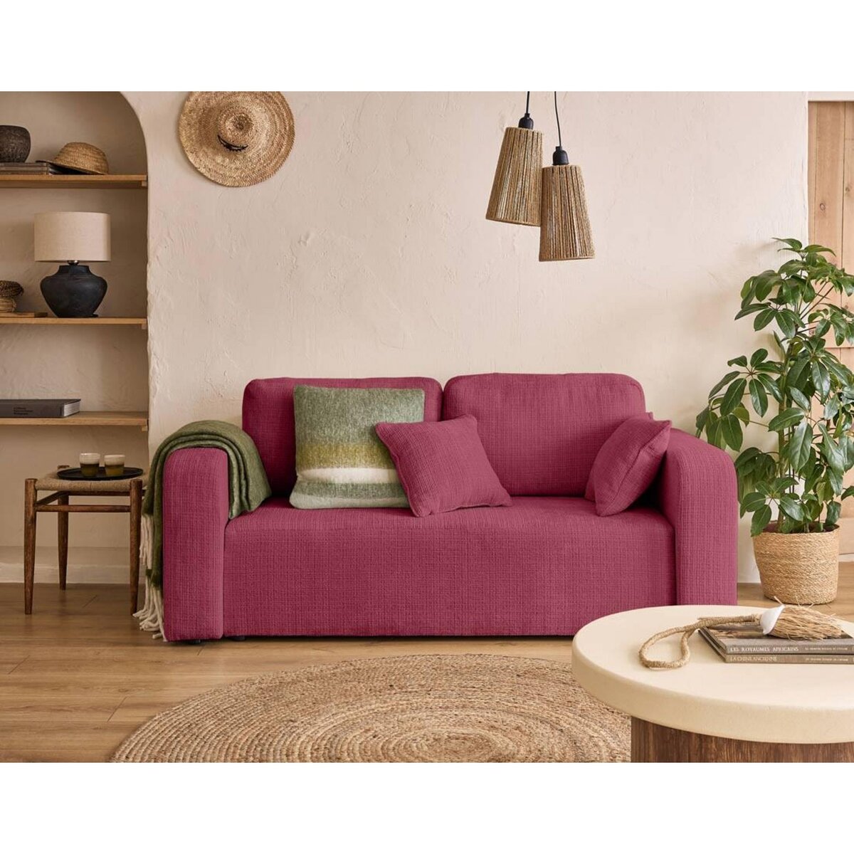 BEST MOBILIER Miro - canapé droit 2 places - en velours texturé