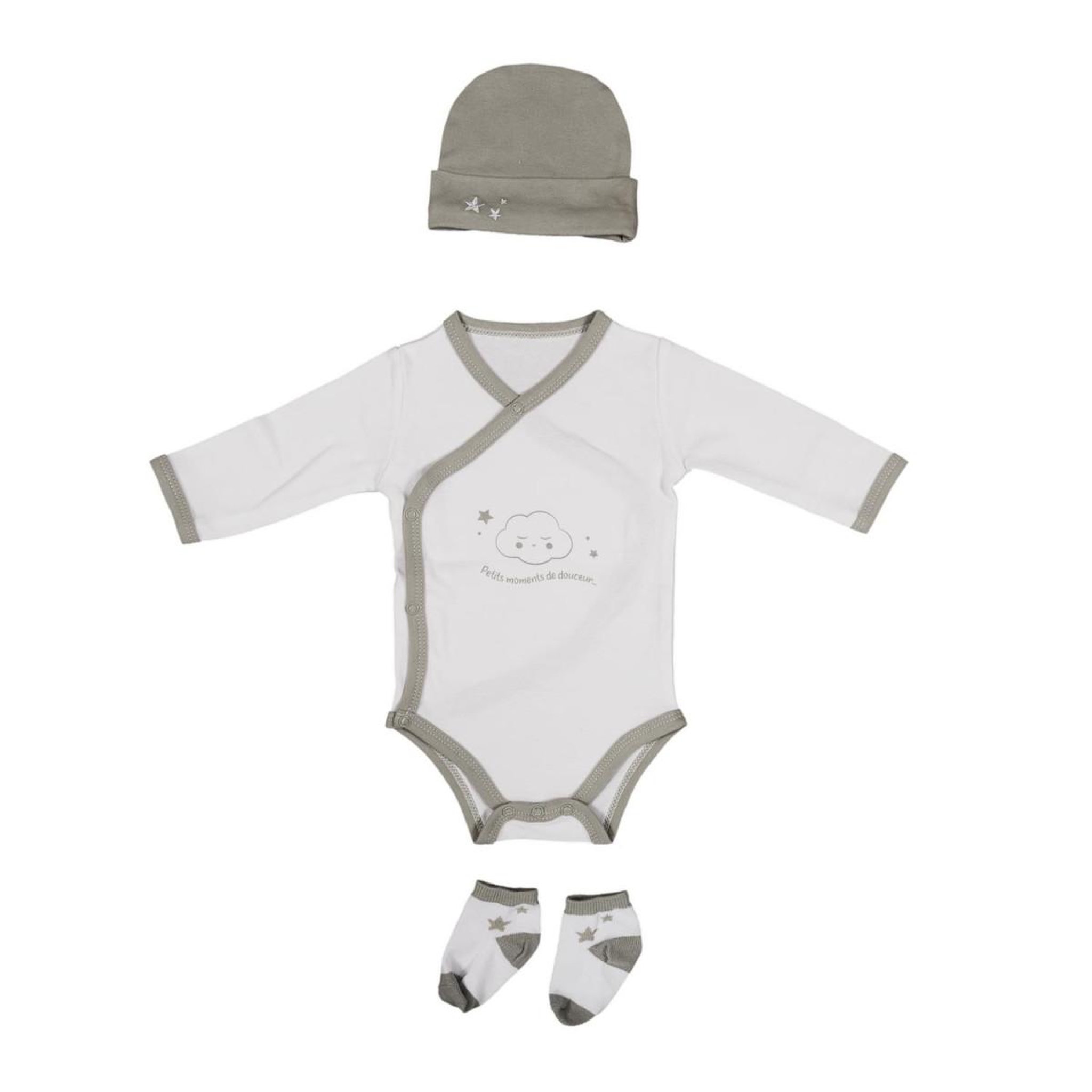Voir la diapositive 1 : Tom & Zoé Coffret Naissance Bébé  Vêtement  0-3 Mois Taupe
