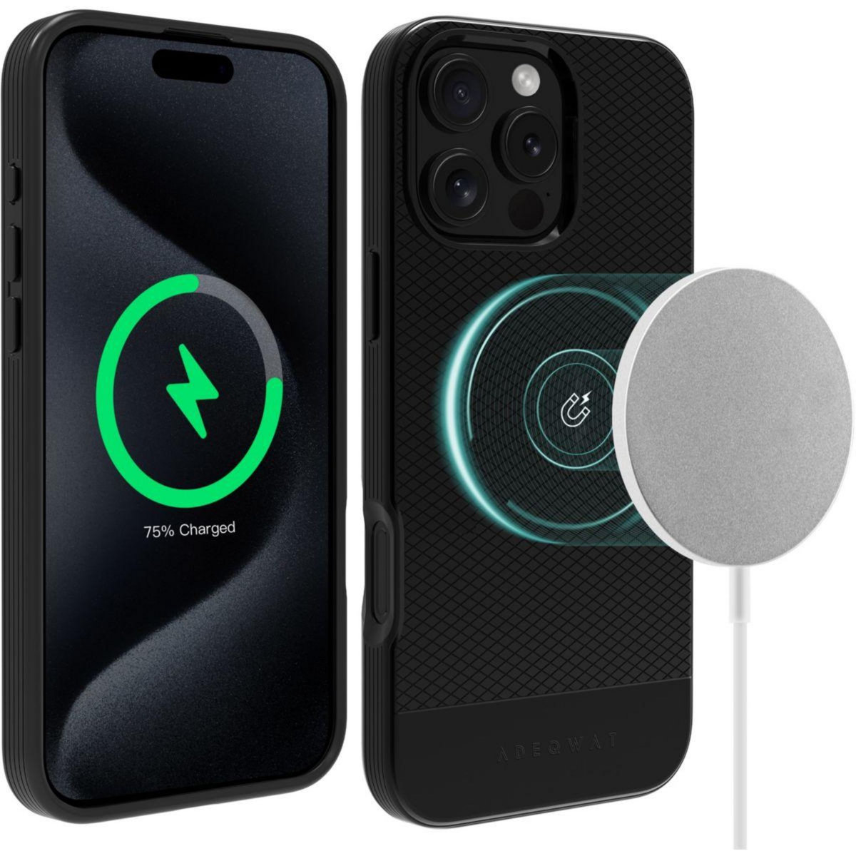 ADEQWAT Coque iPhone 16 Pro Max noir Soft protect