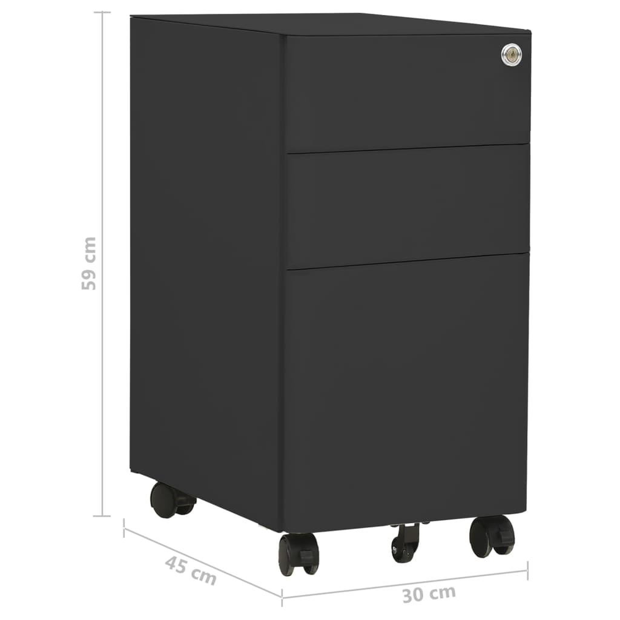 Voir la diapositive 6 : VIDAXL Classeur mobile Anthracite 30x45x59 cm Acier