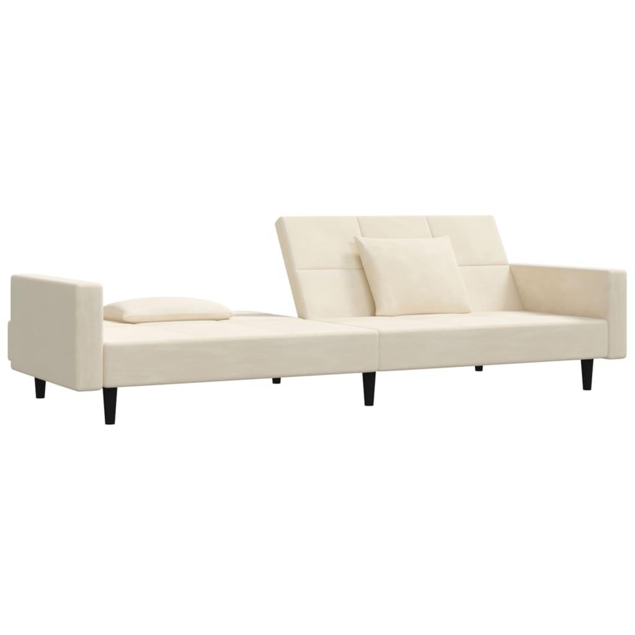 Voir la diapositive 4 : VIDAXL Canape-lit a 2 places avec deux oreillers creme velours