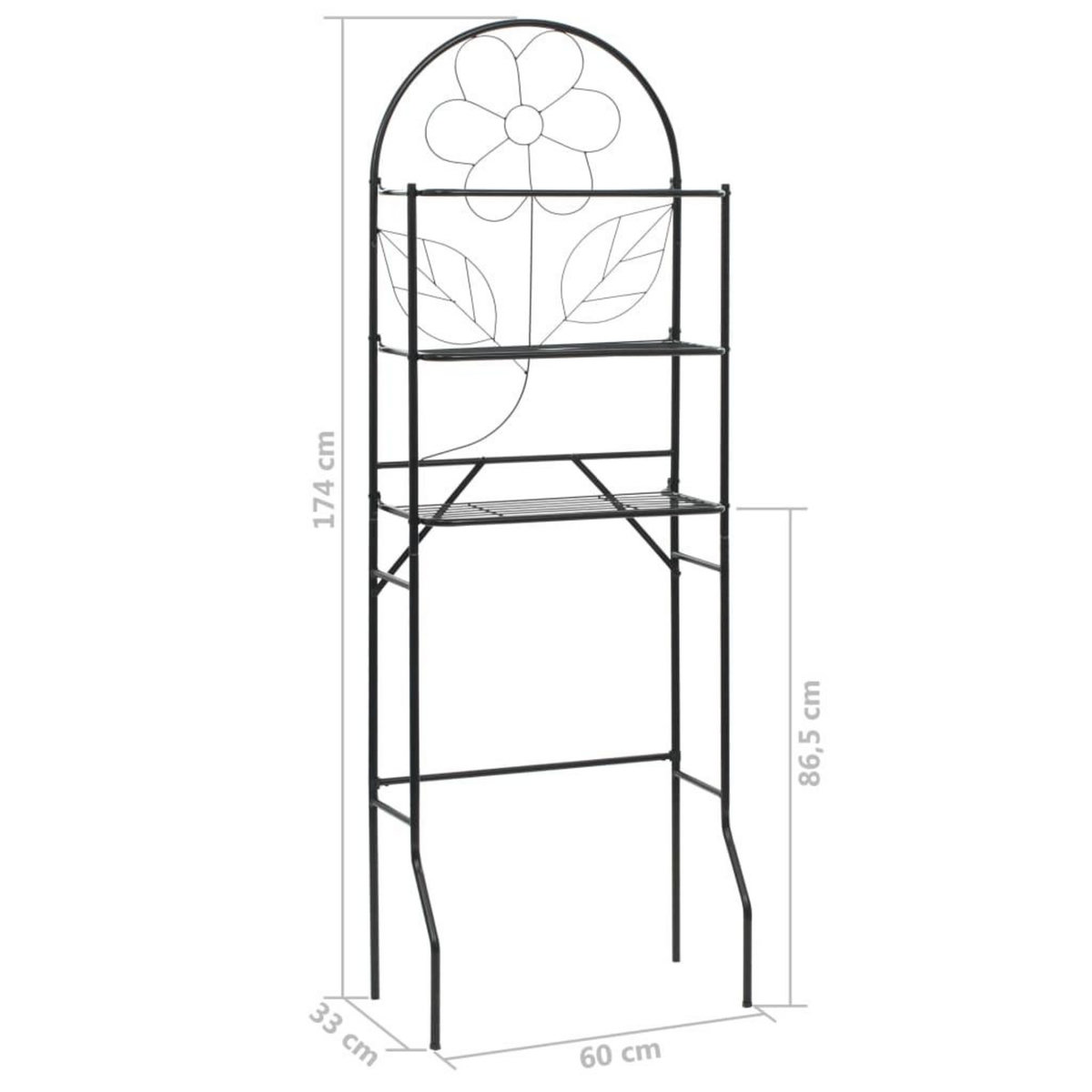 VIDAXL Etagere de toilette Noir 60x33x174 cm
