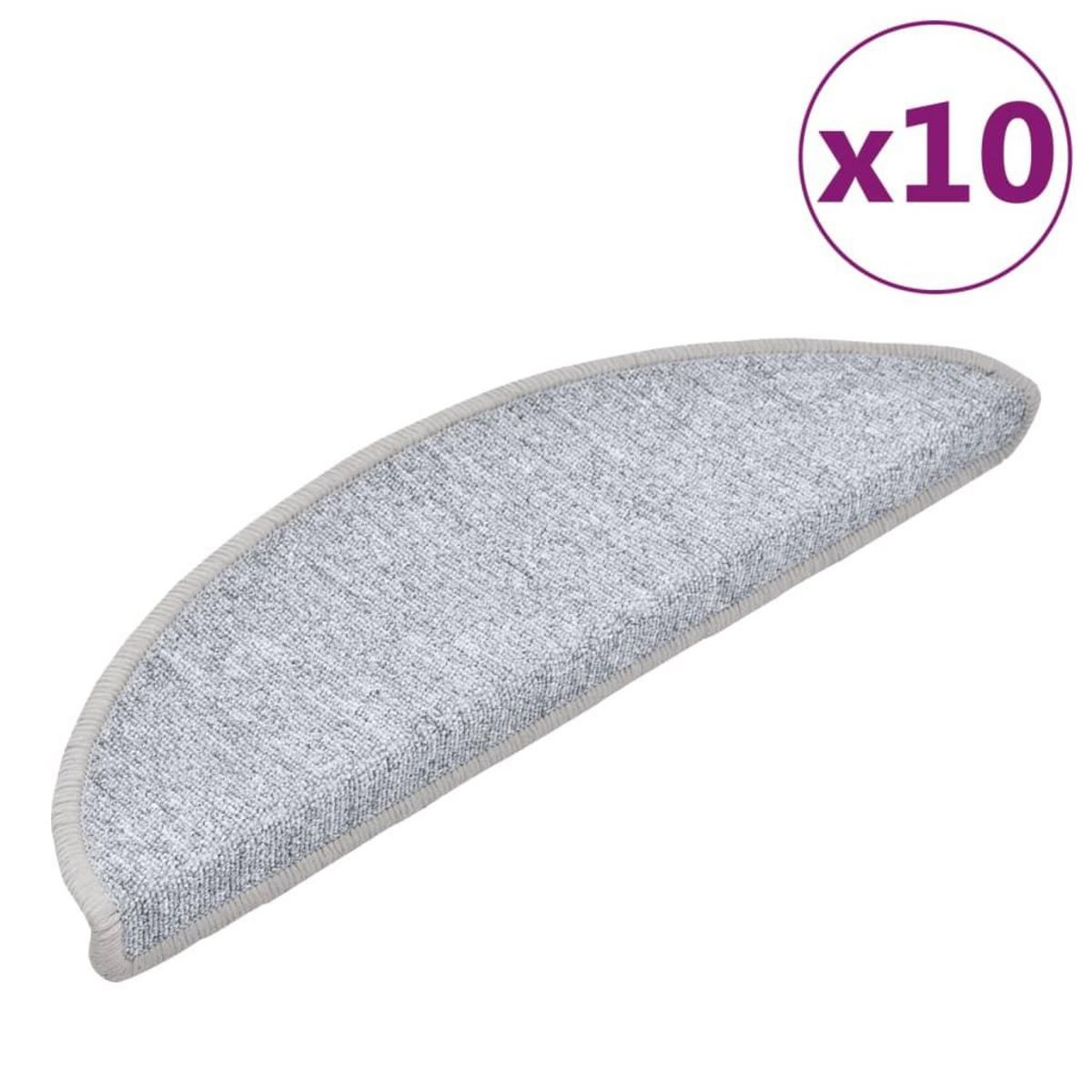 VIDAXL Tapis d'escalier 10 pcs 56x17x3 cm Gris clair
