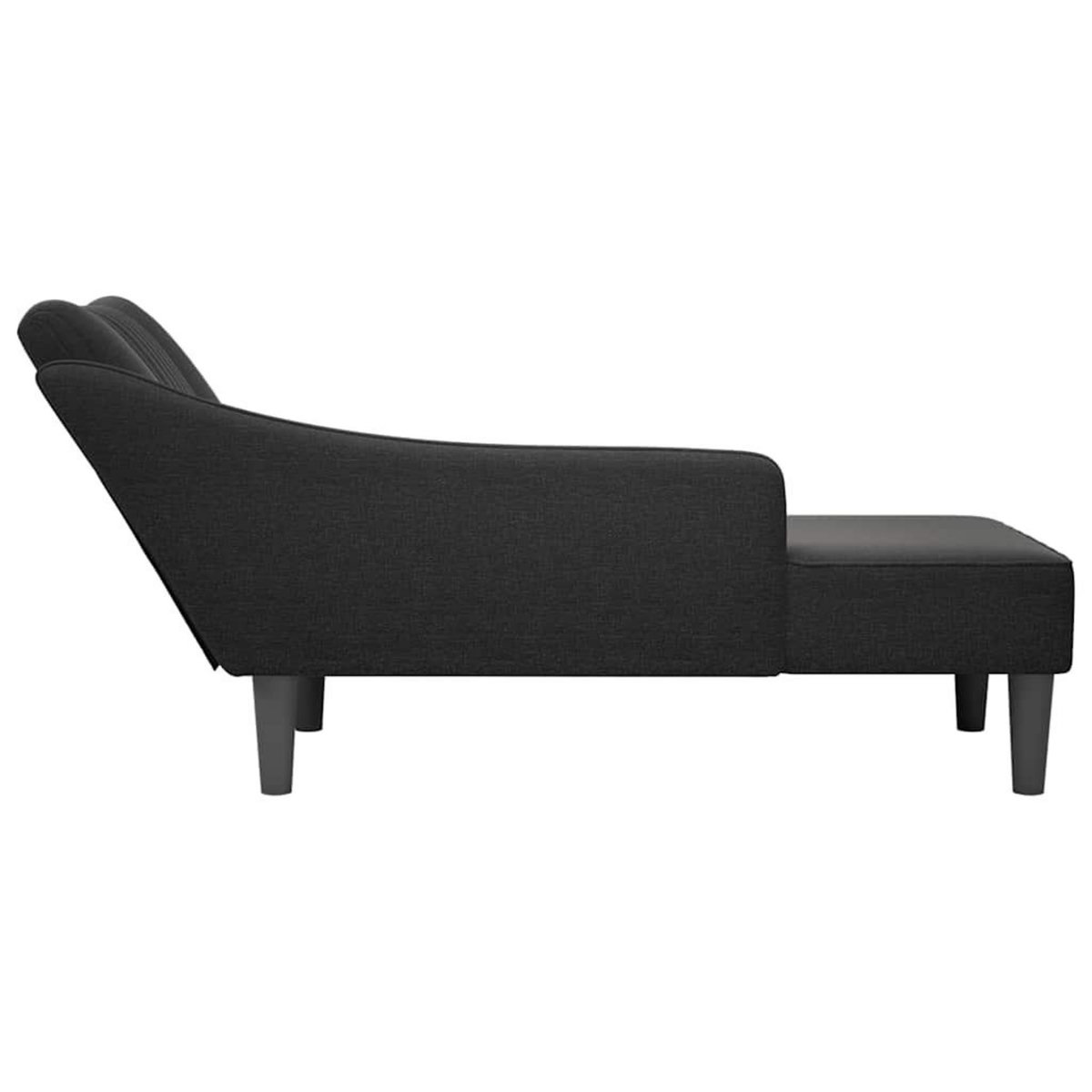 VIDAXL Fauteuil long avec accoudoir droit noir tissu