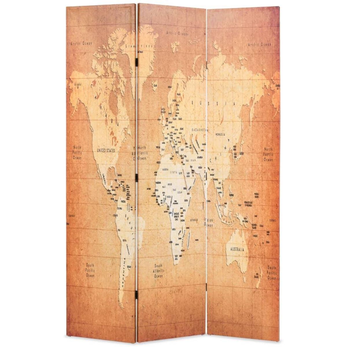 VIDAXL Cloison de separation pliable 120 x 170 cm Carte du monde Jaune