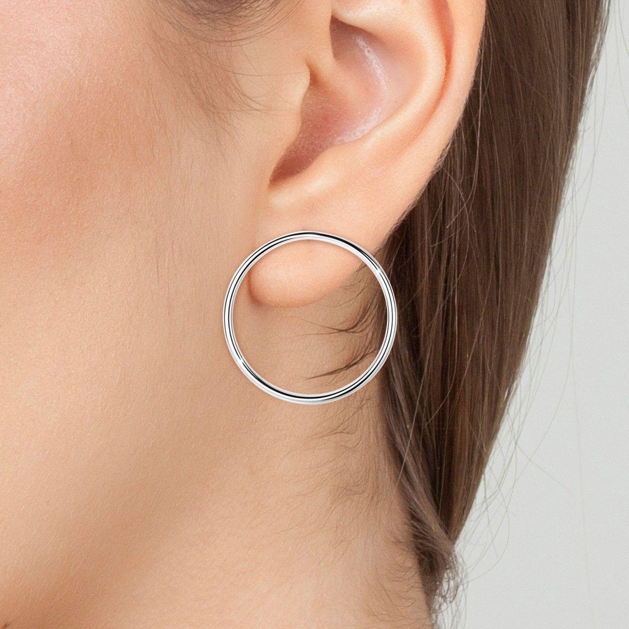 Voir la diapositive 2 : SC CRYSTAL Boucles d'oreilles créoles en acier inoxydable par SC Crystal