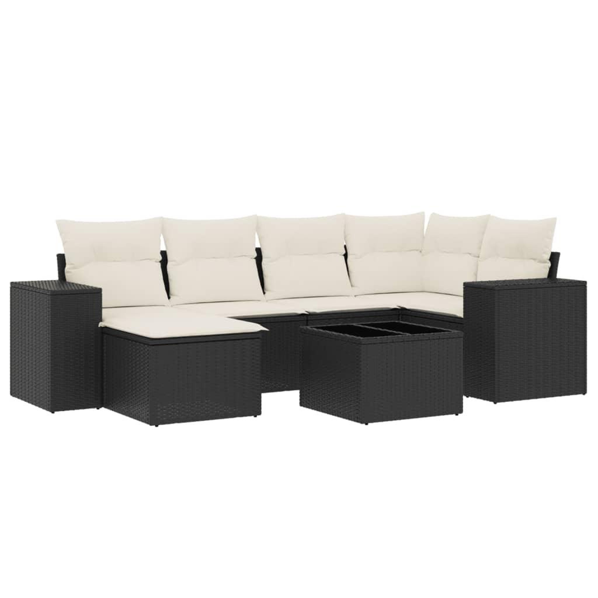 Voir la diapositive 2 : VIDAXL Salon de jardin 7 pcs avec coussins noir resine tressee