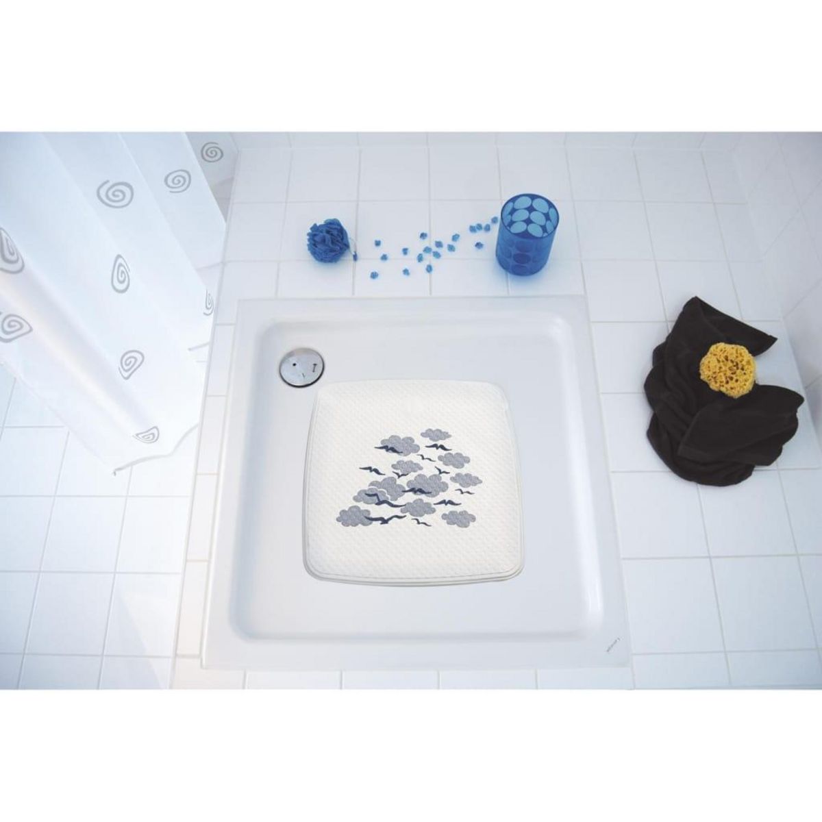 RIDDER RIDDER Tapis de douche Helgoland 54x54 cm blanc et bleu