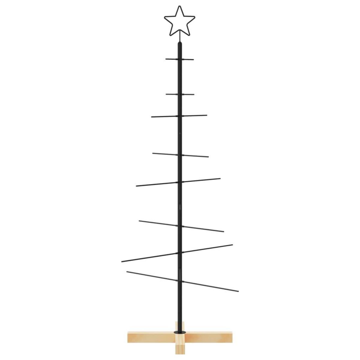 VIDAXL Arbre de Noël en metal avec base en bois noir 120 cm