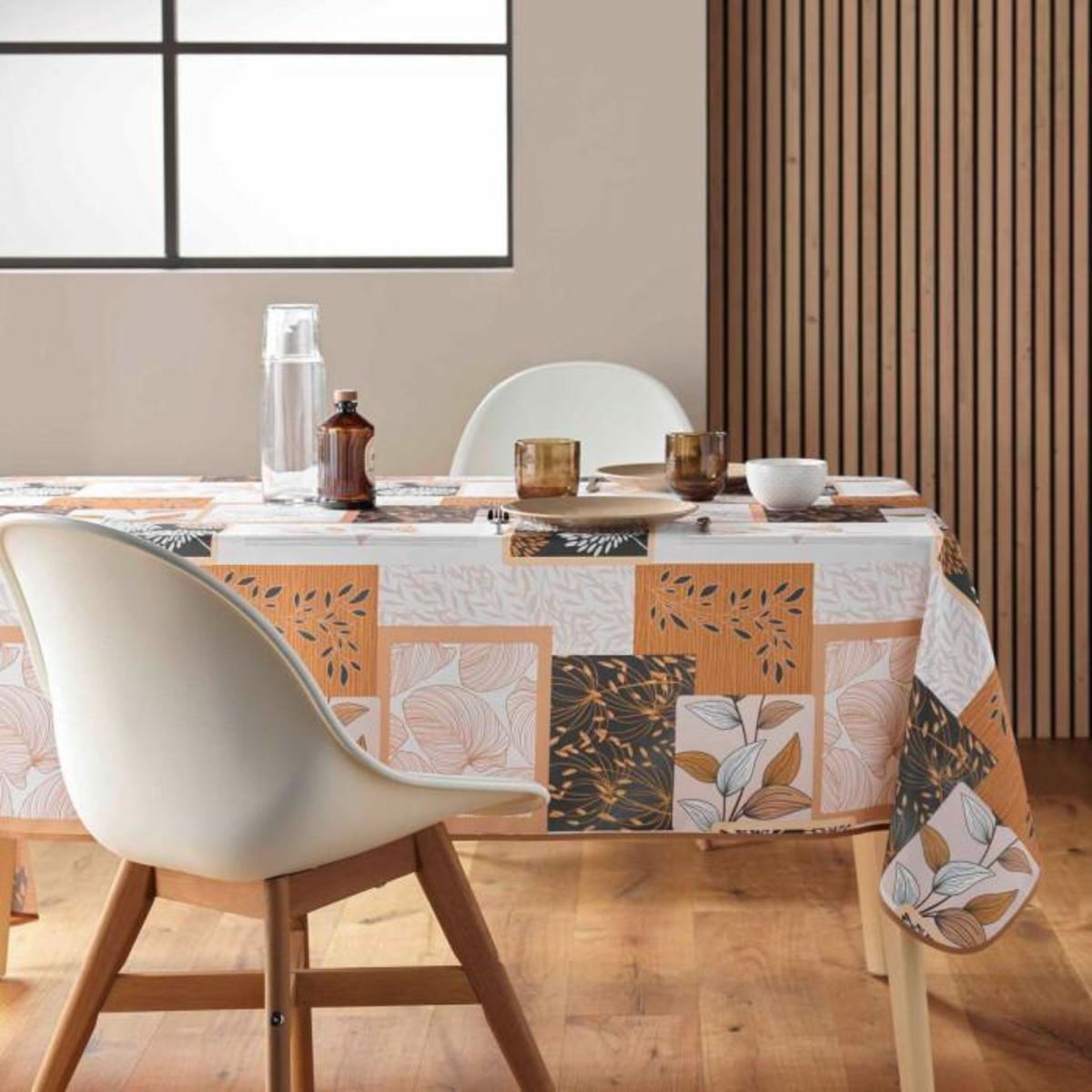 Paris Prix Nappe Antitache Imprimé  Faya  150x240cm Naturel