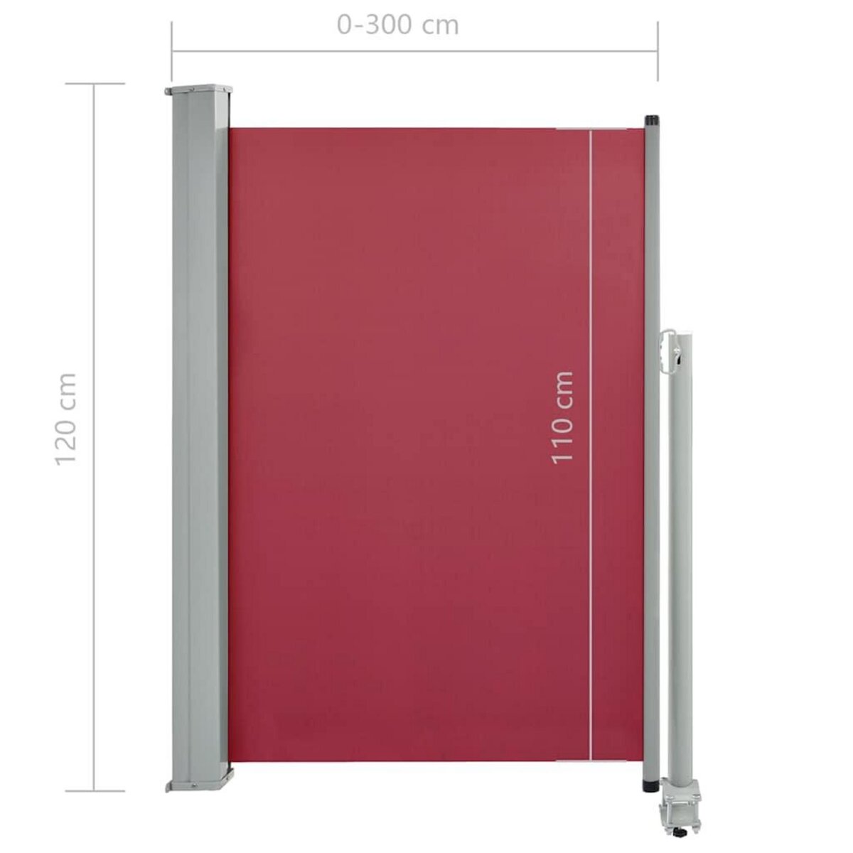 VIDAXL Auvent lateral retractable de patio 120x300 cm Rouge