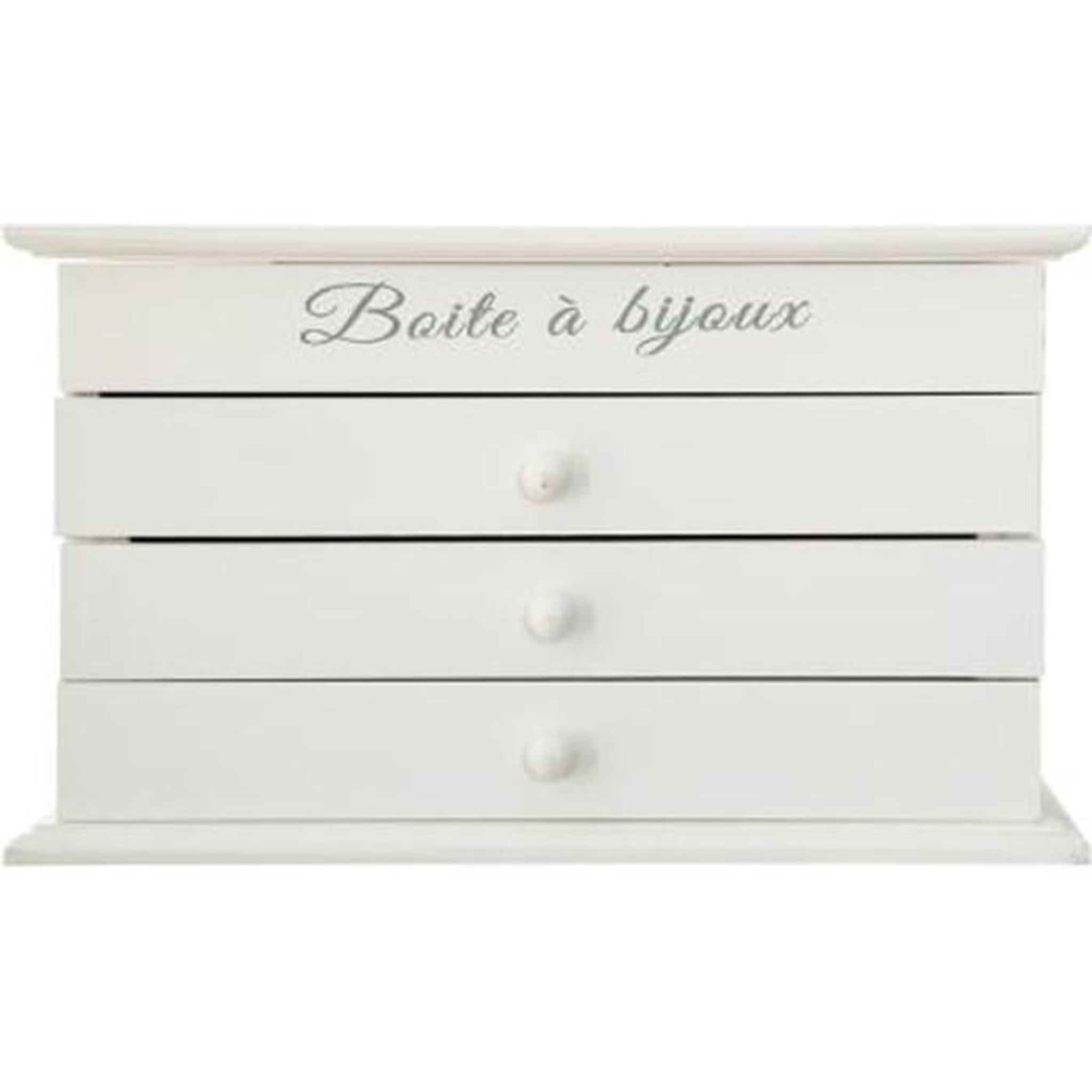 Voir la diapositive 2 : ATMOSPHERA Boîte à Bijoux Vitrée 3 Tiroirs  Charme  25cm Blanc