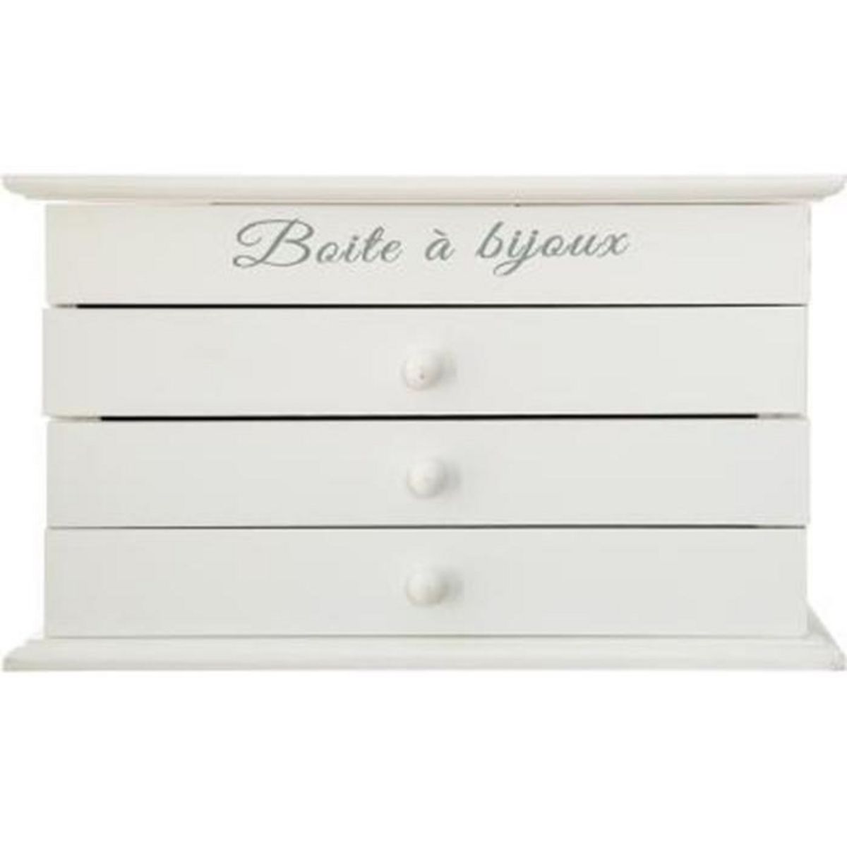 ATMOSPHERA Boîte à Bijoux Vitrée 3 Tiroirs  Charme  25cm Blanc