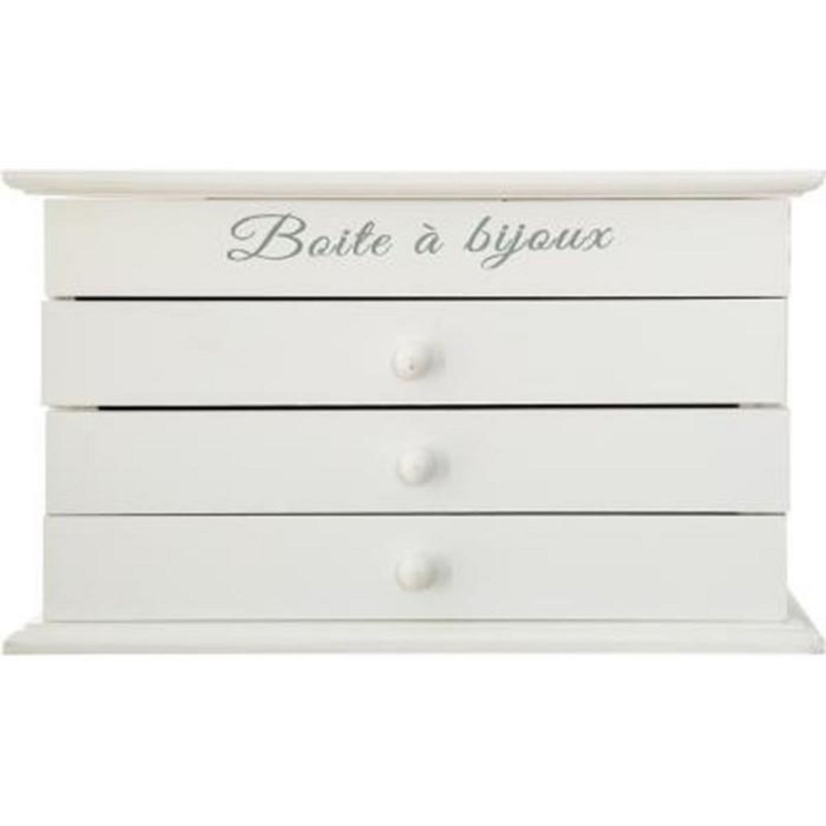 ATMOSPHERA Boîte à Bijoux Vitrée 3 Tiroirs  Charme  25cm Blanc