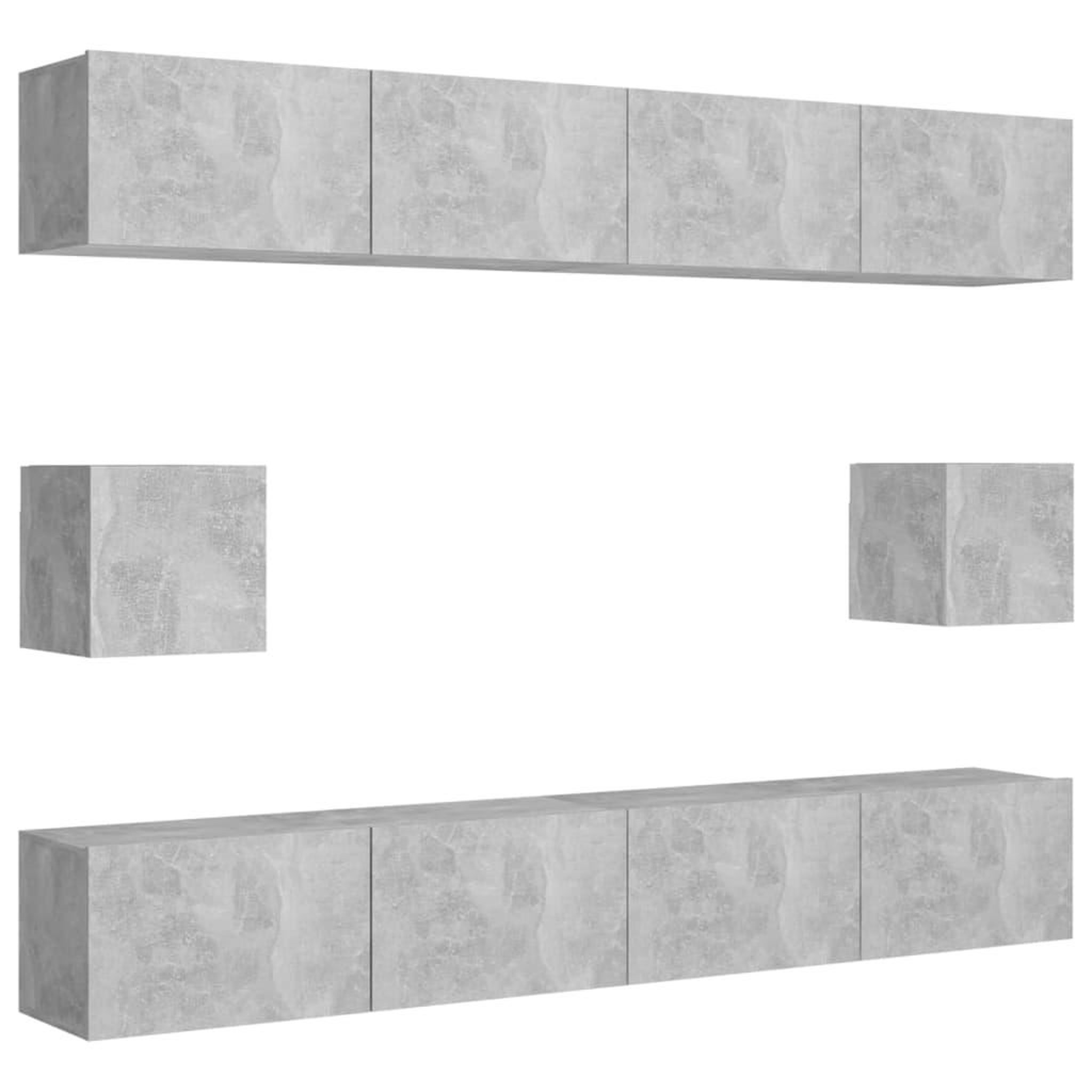 Voir la diapositive 2 : VIDAXL Ensemble de meubles TV 6 pcs Gris beton Bois d'ingenierie