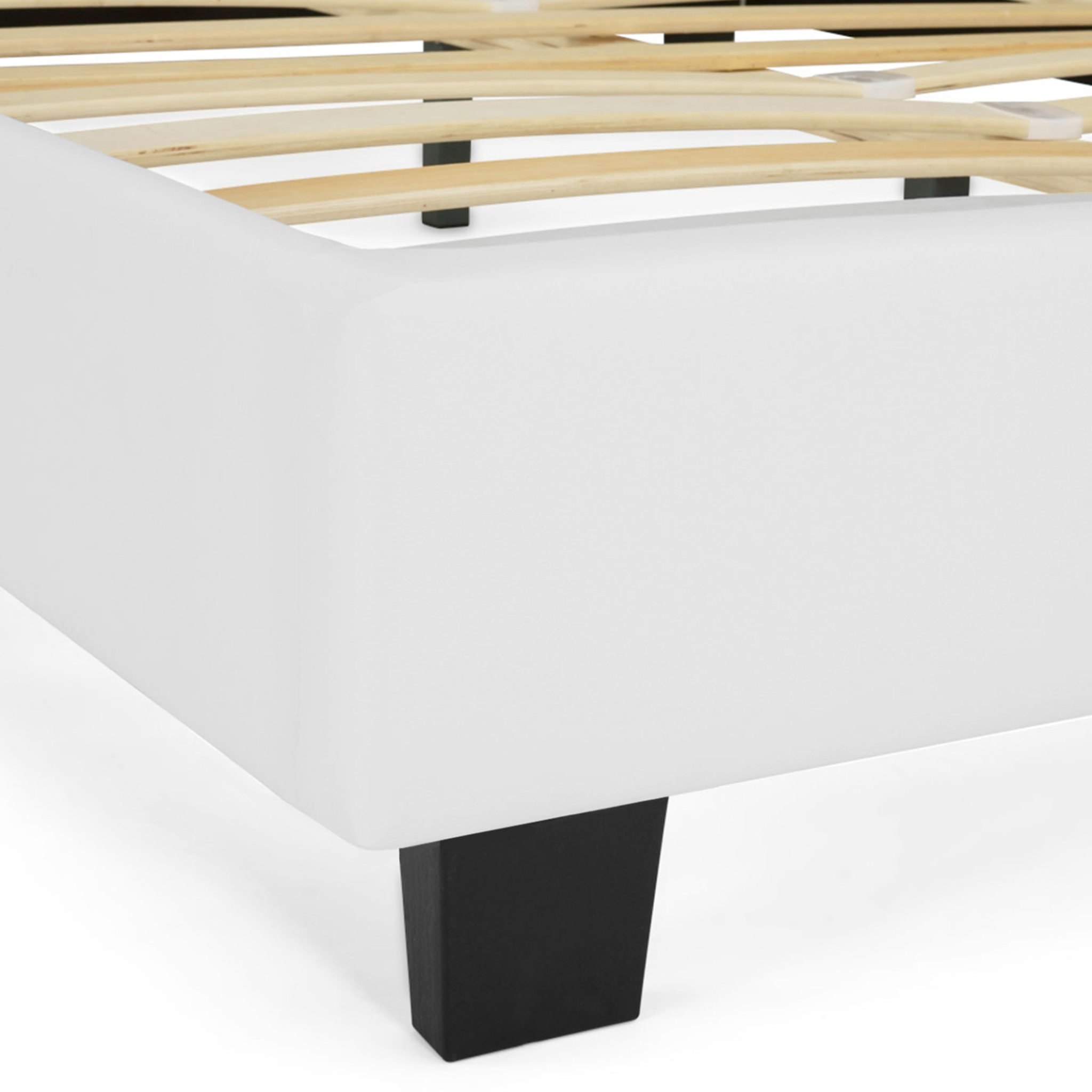 Voir la diapositive 5 : ID MARKET Lit double charlotte avec tête de lit et sommier 140 x 190 cm pvc blanc