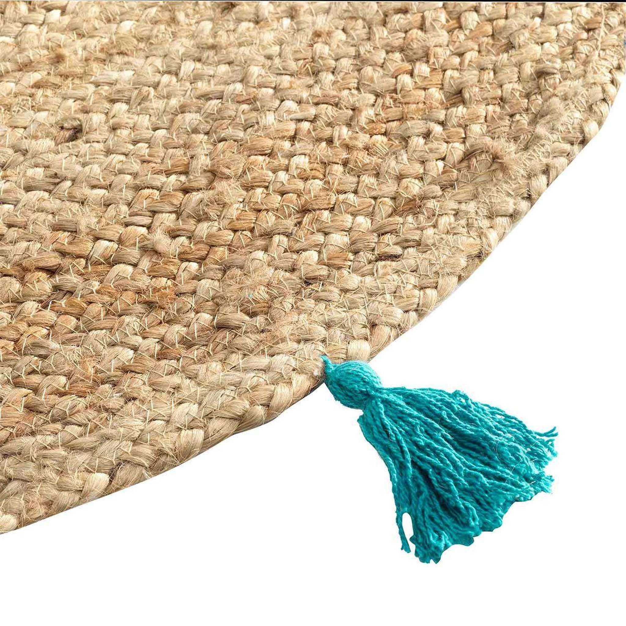 Voir la diapositive 2 : Douceur d'Intérieur Tapis déco rond en jute  shira  120cm turquoise