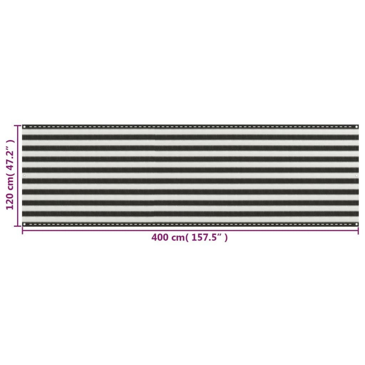 VIDAXL Ecran de balcon PEHD 120x400 cm Anthracite et blanc