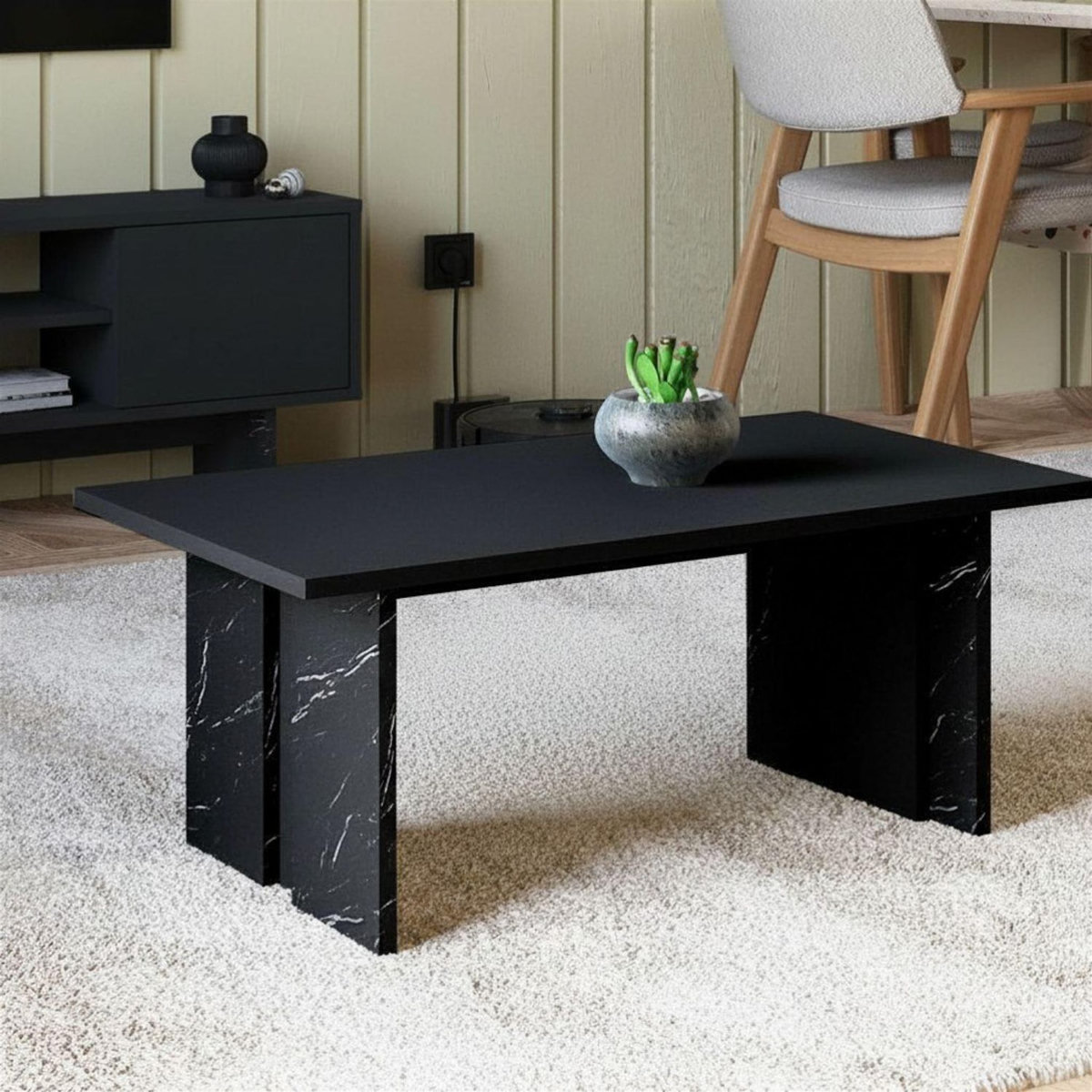 Habitat et Jardin Table basse en bois  Ravello  - 90 x 50 x 40 cm - Noir