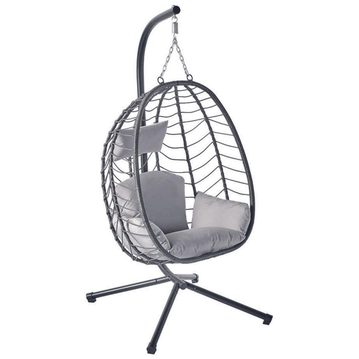 CONCEPT USINE Fauteuil suspendu en résine effet rotin gris LIMA