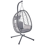 CONCEPT USINE Fauteuil suspendu en résine effet rotin gris LIMA