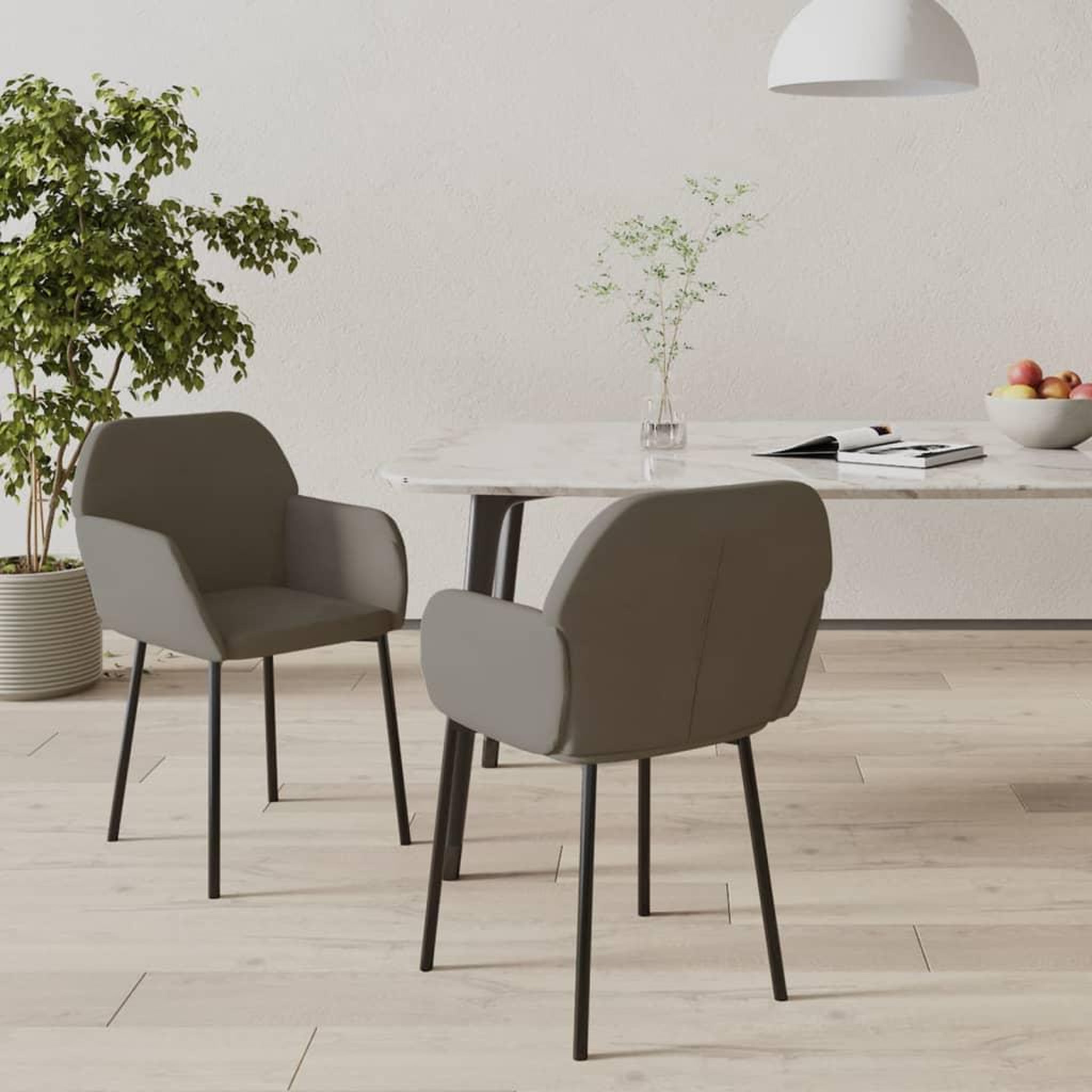 VIDAXL Chaises a manger lot de 2 Gris fonce Velours