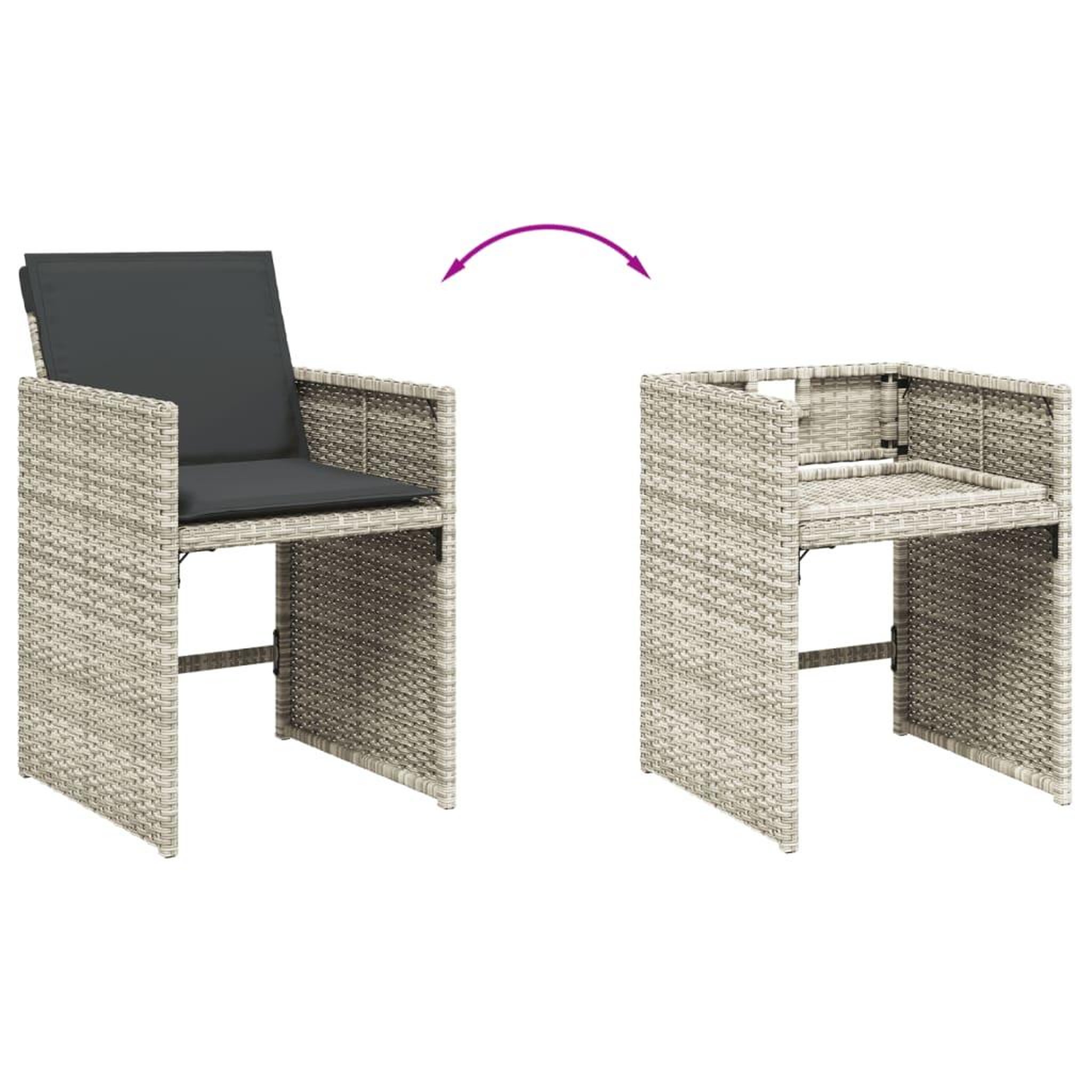 Voir la diapositive 5 : VIDAXL Ensemble a manger de jardin 11pcs avec coussins gris poly rotin