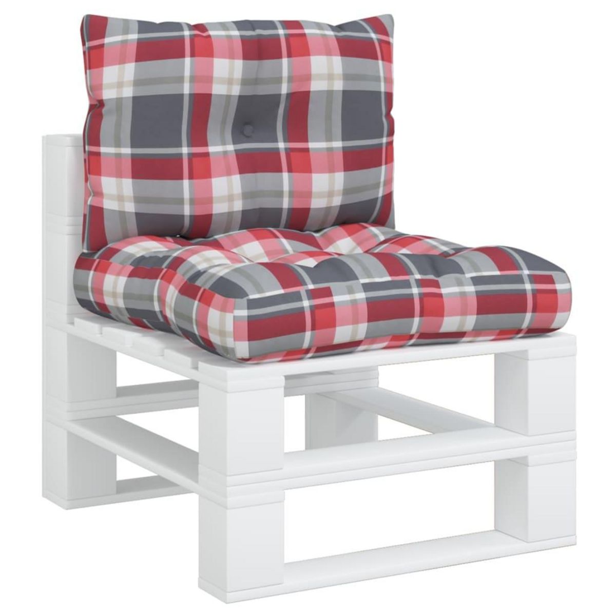 VIDAXL Coussins de palette lot de 2 motif a carreaux rouge tissu