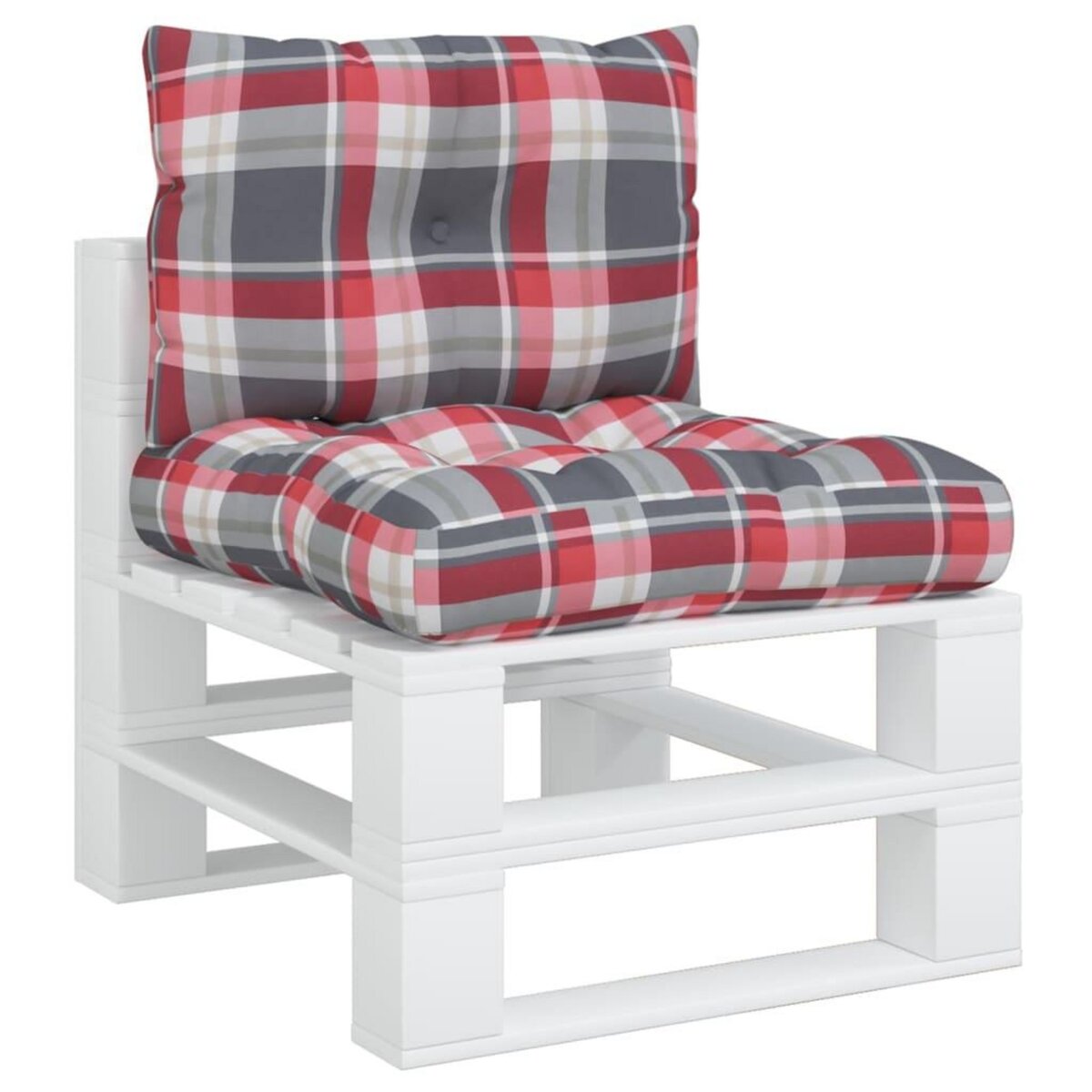 VIDAXL Coussins de palette lot de 2 motif a carreaux rouge tissu